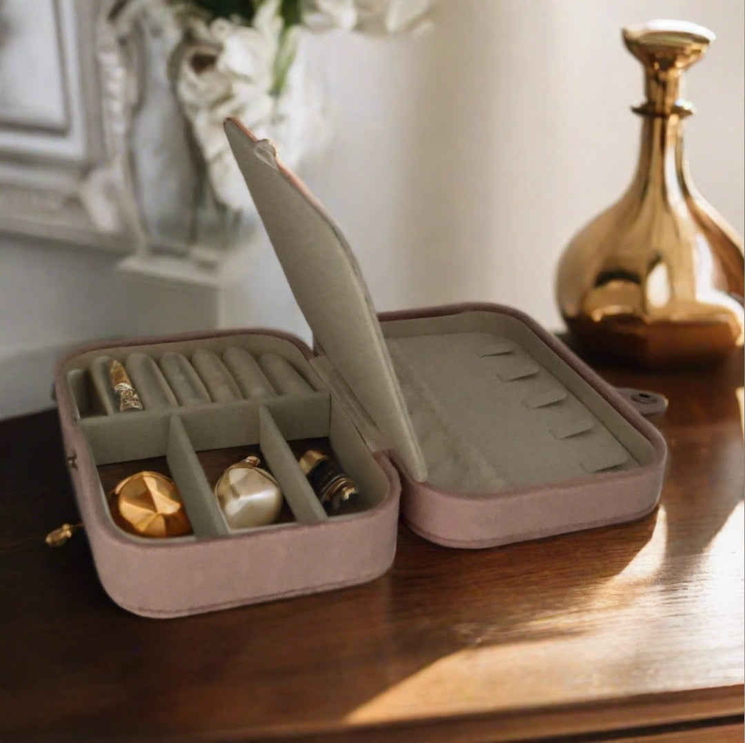 Velvet Jewellery Box - Pink - For Dresser or Travel - Cheeky Goddess