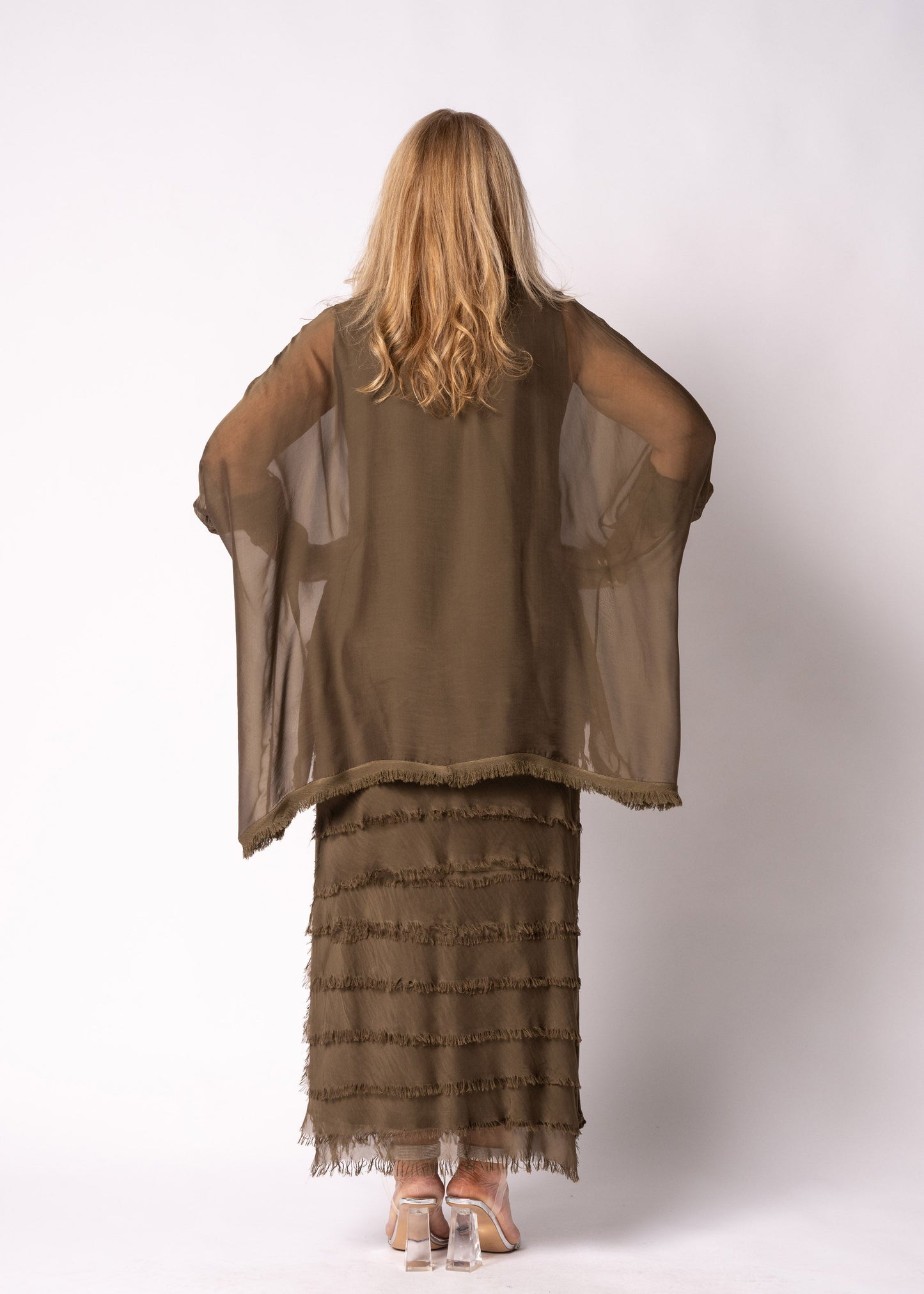 Netty Silk Dress in Moss Green