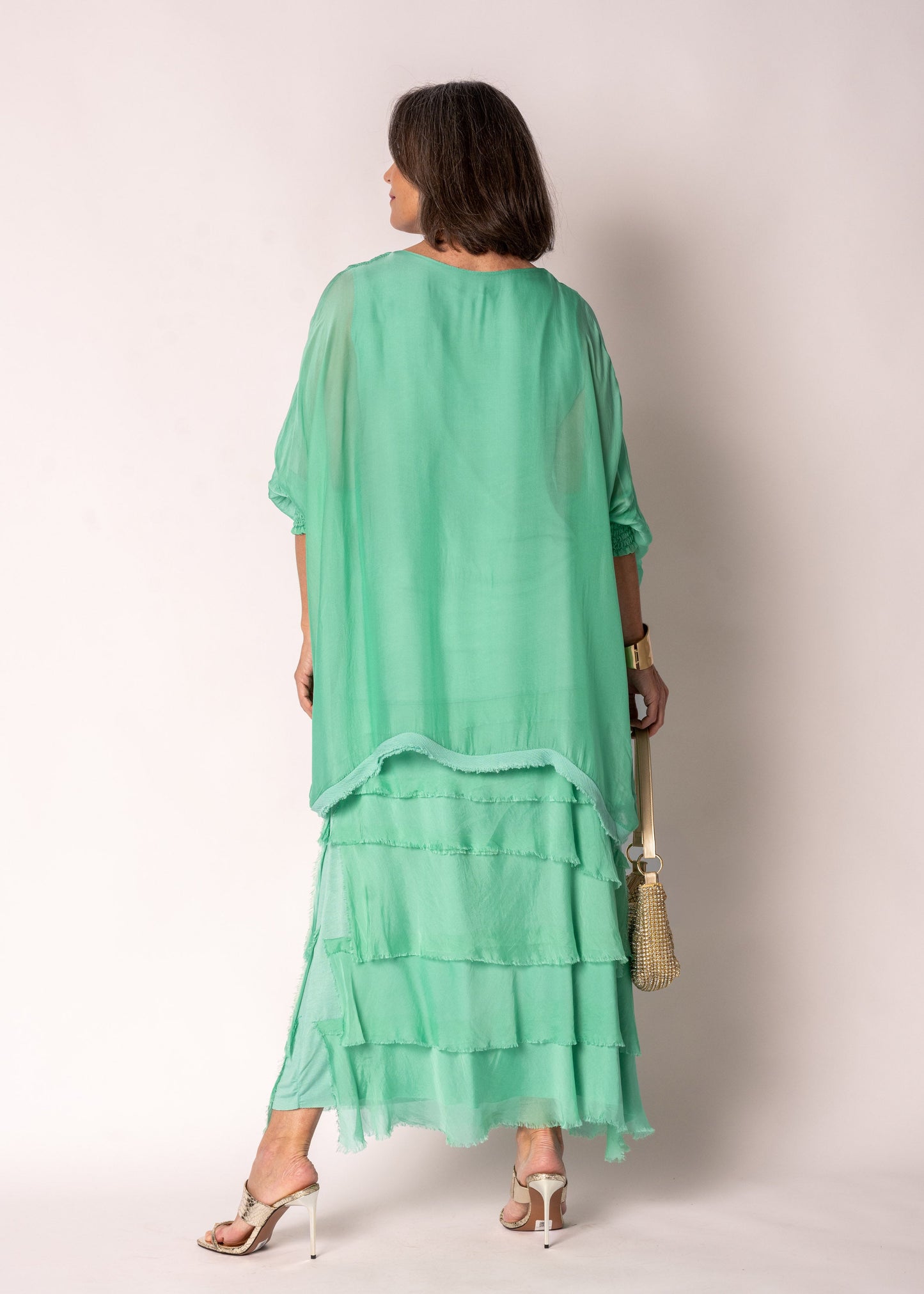 Amulet Silk Top in Capri Green
