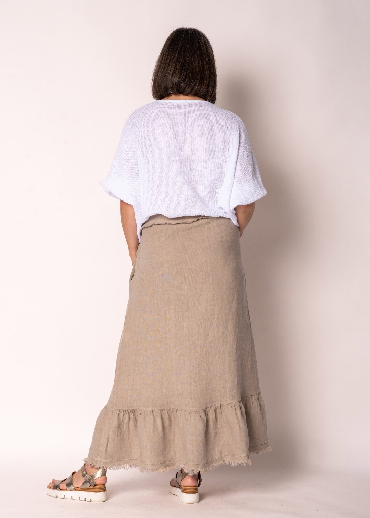 Gessica Linen Skirt in Latte