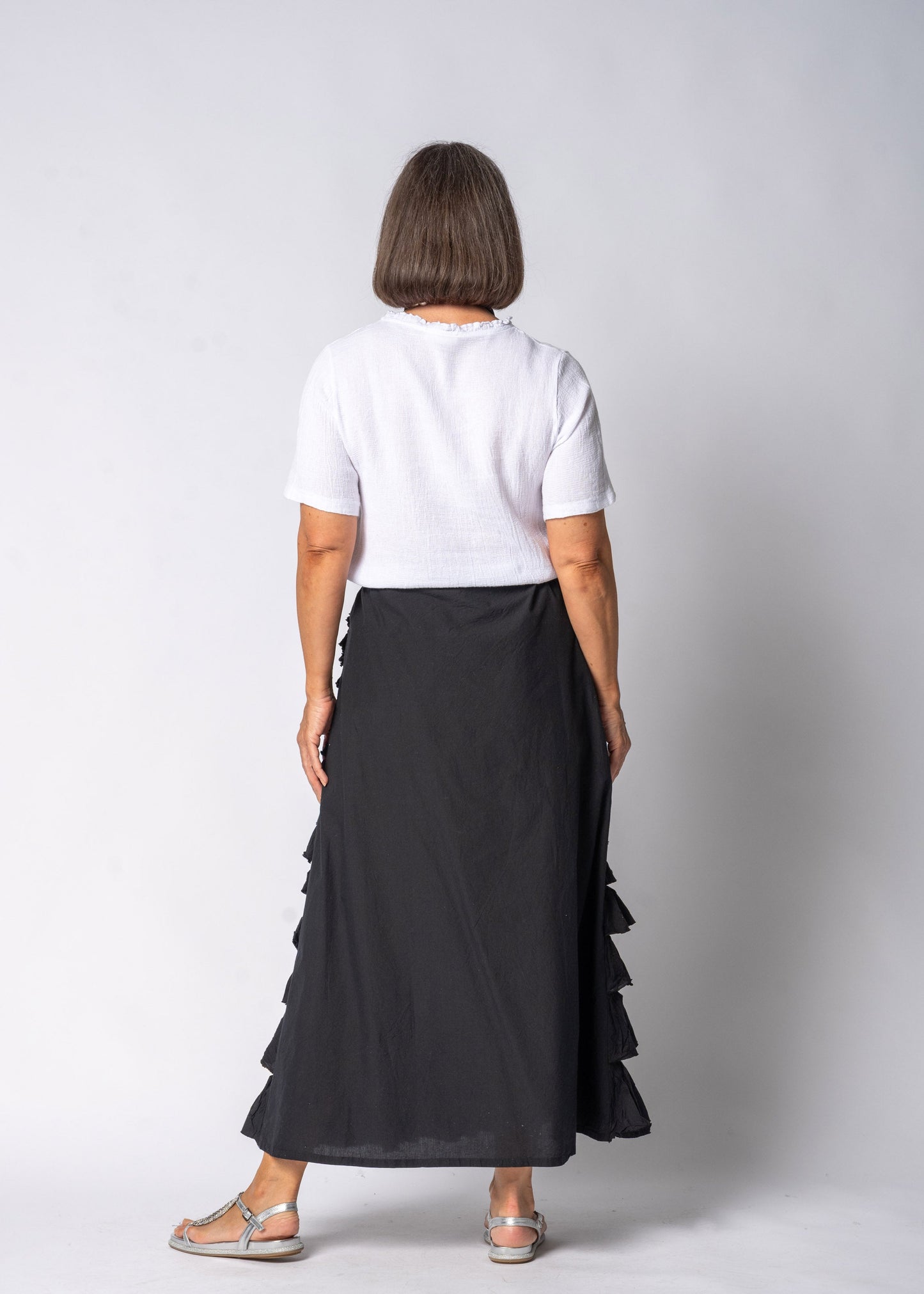 Penelope Frill Skirt in Onyx