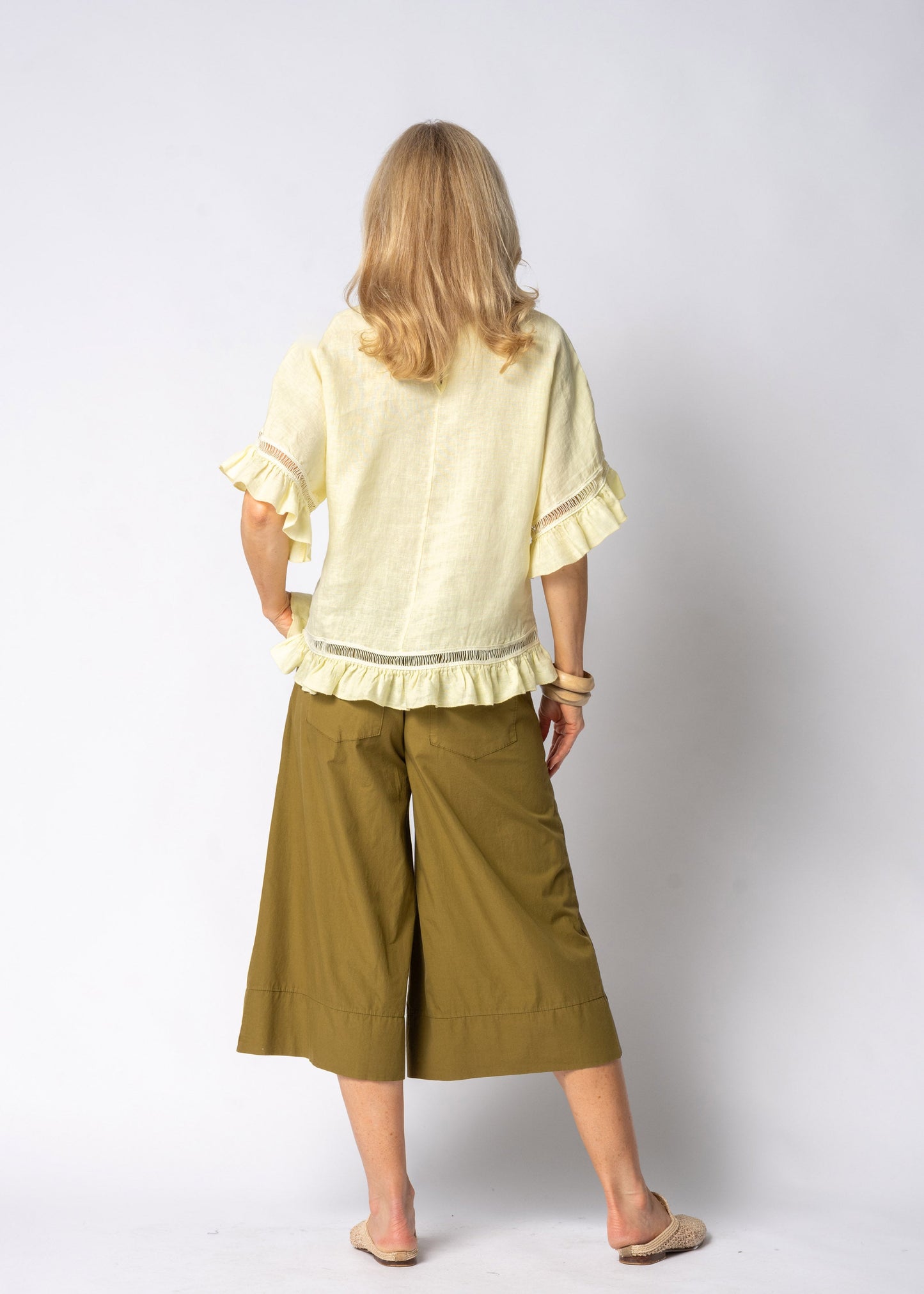 Evania Linen Top in Lucca Lemon