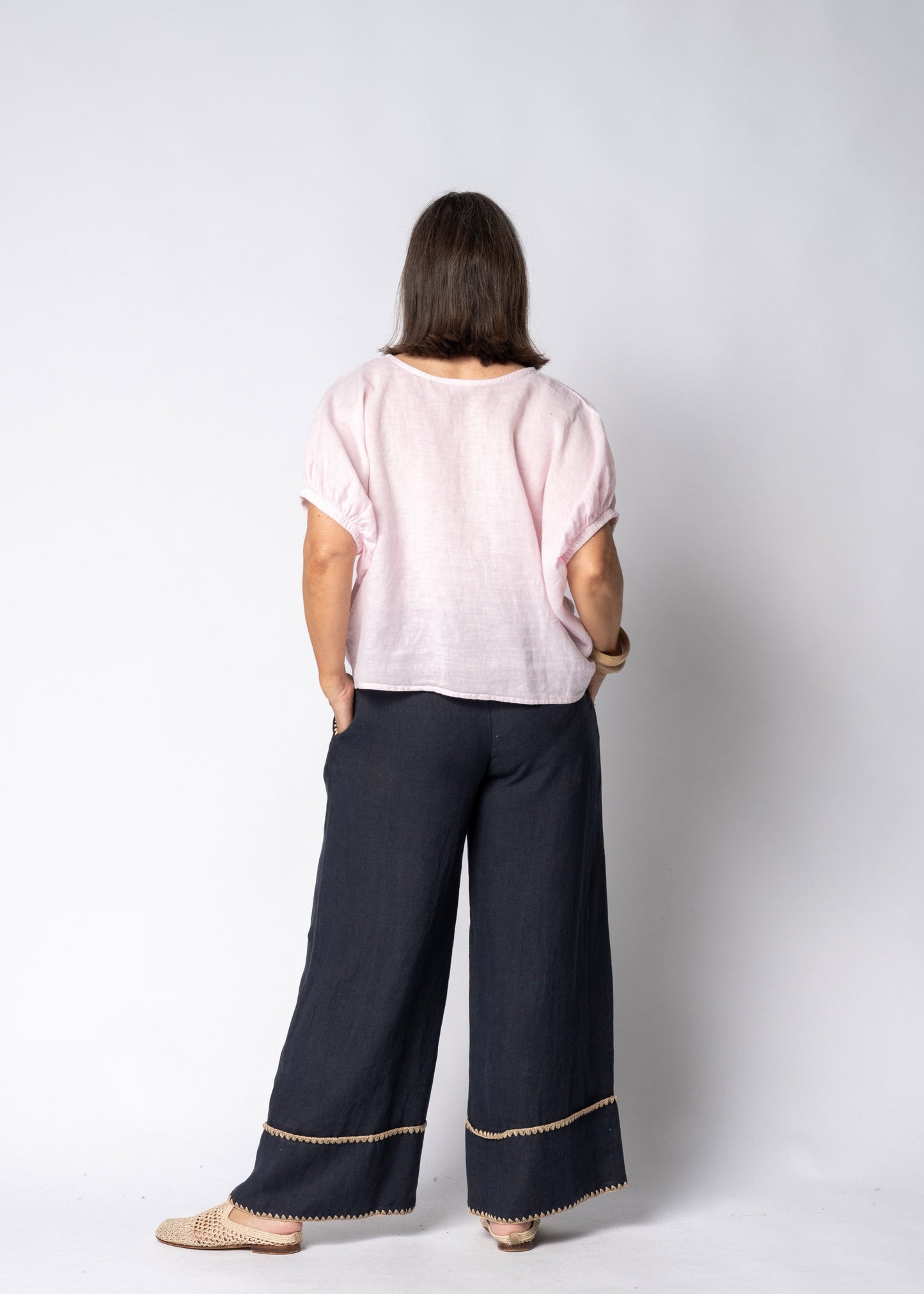 Tindra Linen Pants in Navy
