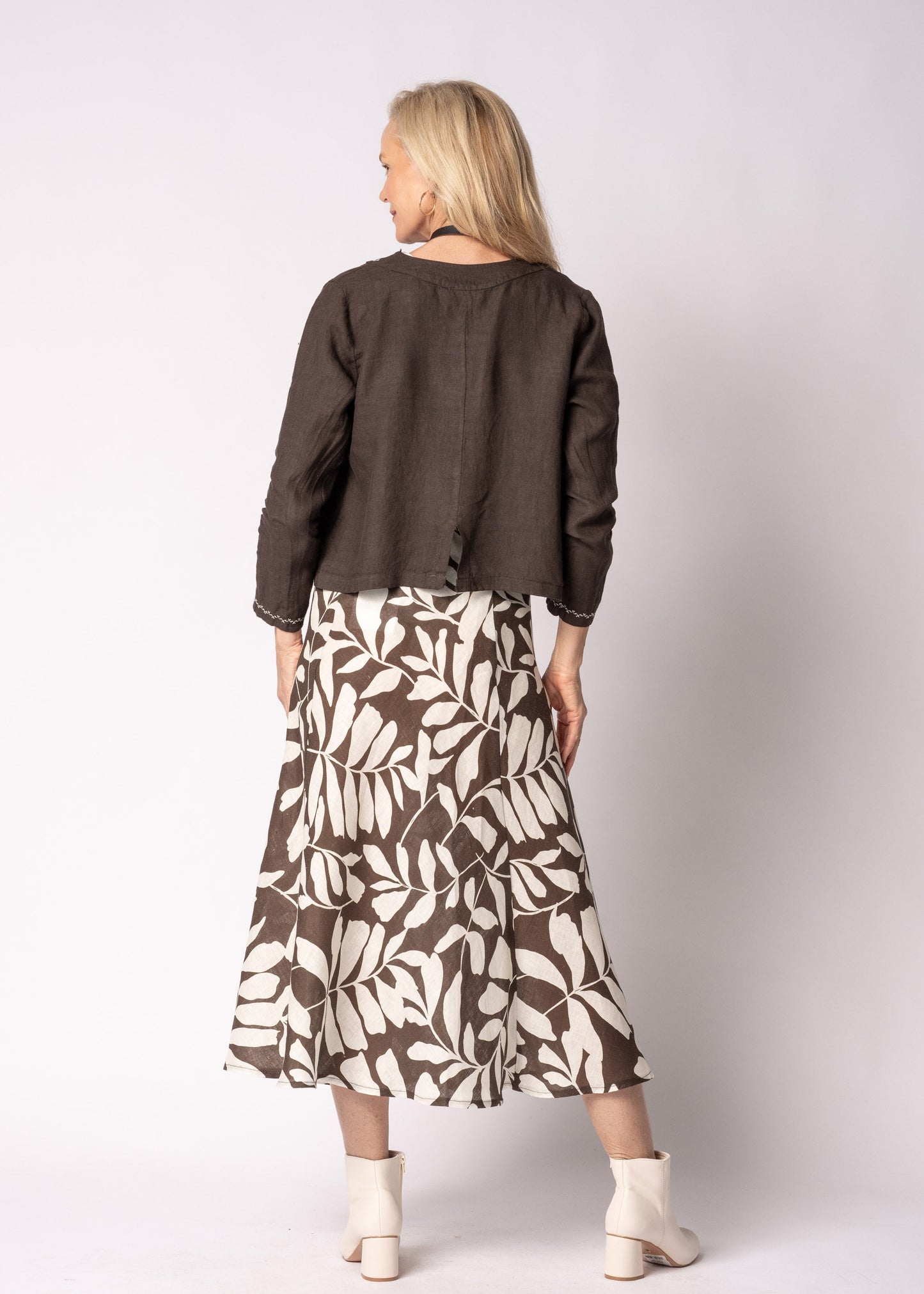Teresa Linen Jacket in Chocolate Truffle