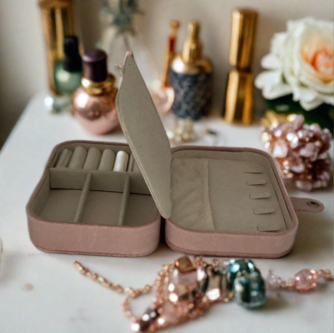 Velvet Jewellery Box - Pink - For Dresser or Travel - Cheeky Goddess