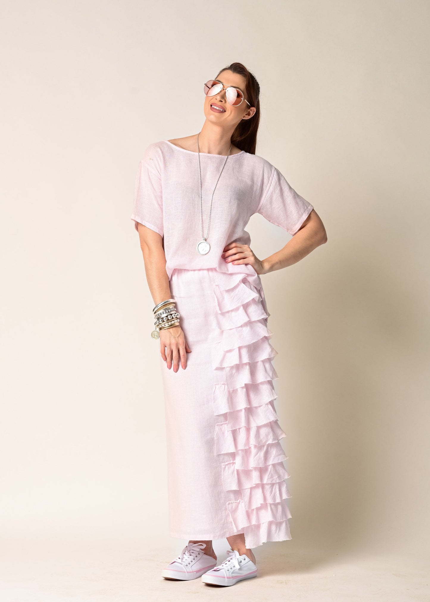 Eve Linen Skirt in Blush