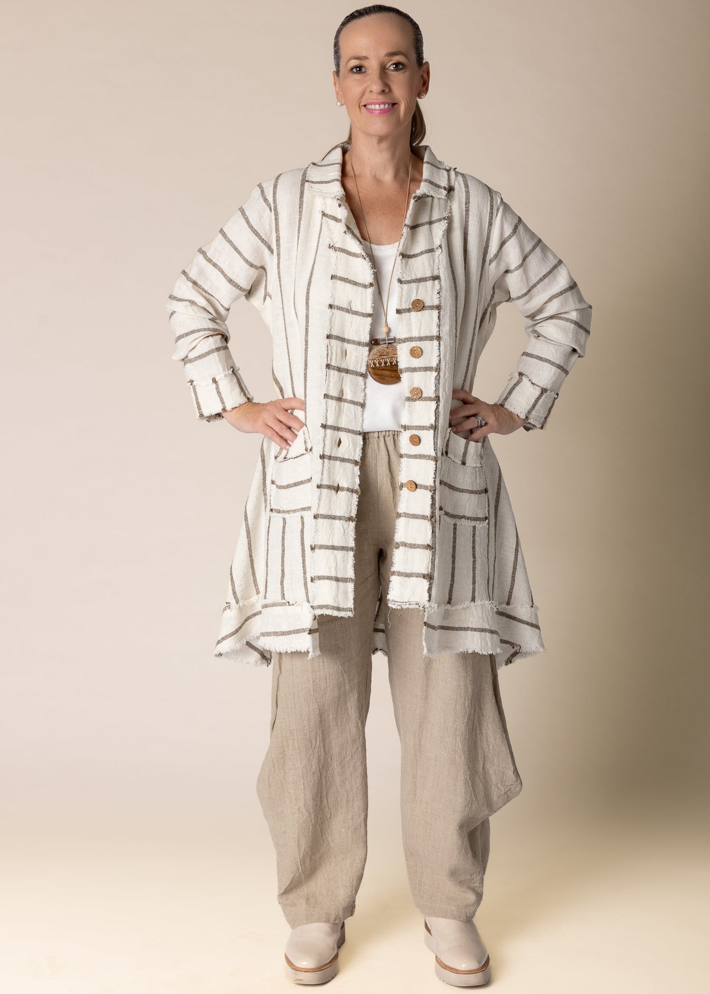 Elodie Linen Jacket in Cream