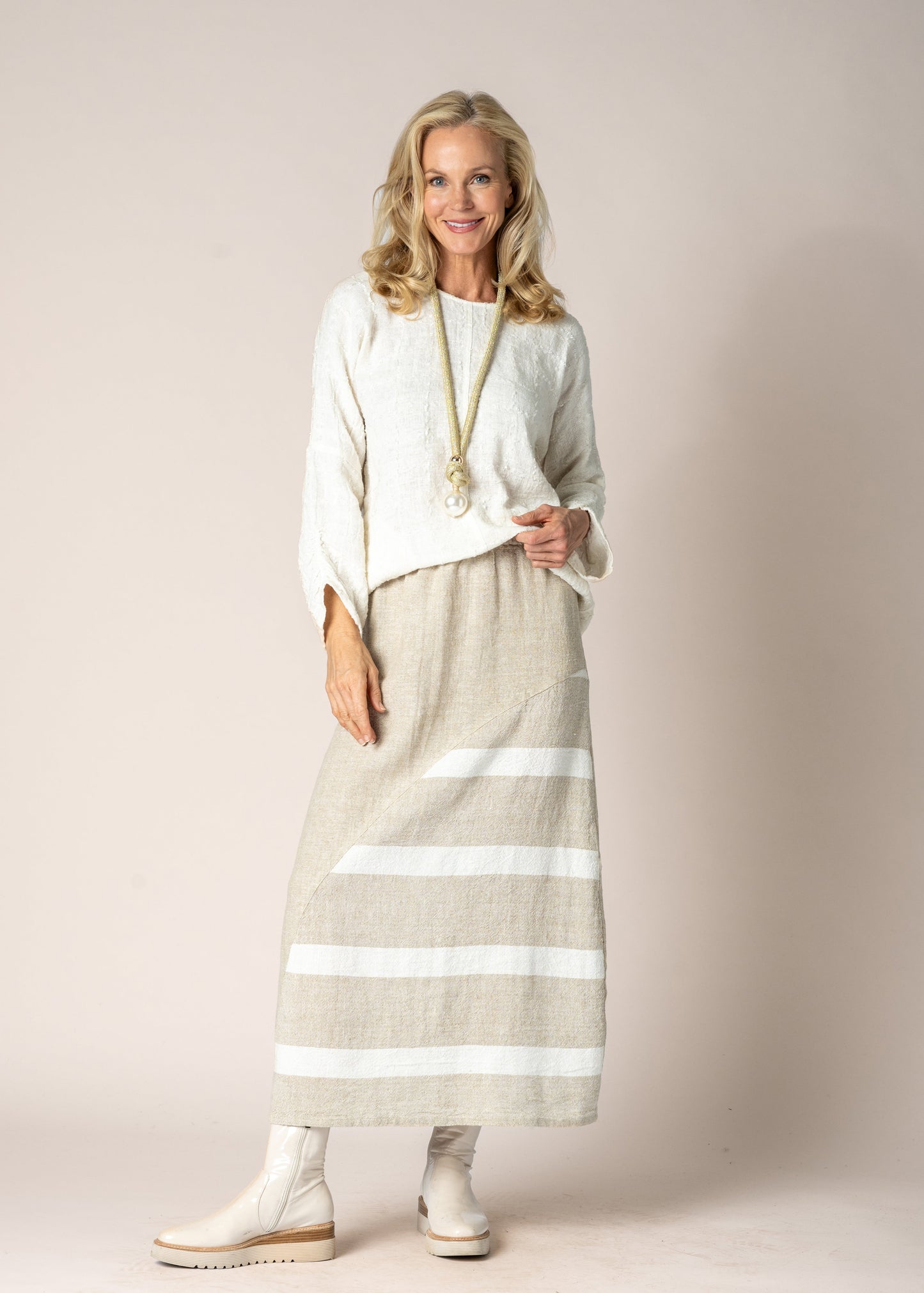 Verity Linen Skirt in Latte