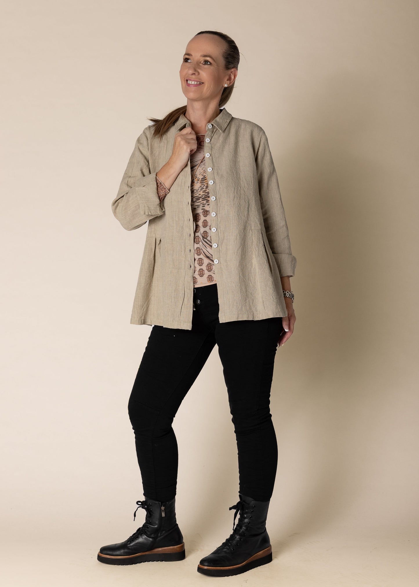 Lilou Linen Top in Latte