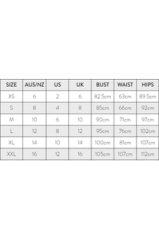 Size guide - Cheeky Goddess Australia