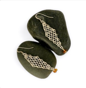 Earrings - Amber Chain Link - Sterling Silver