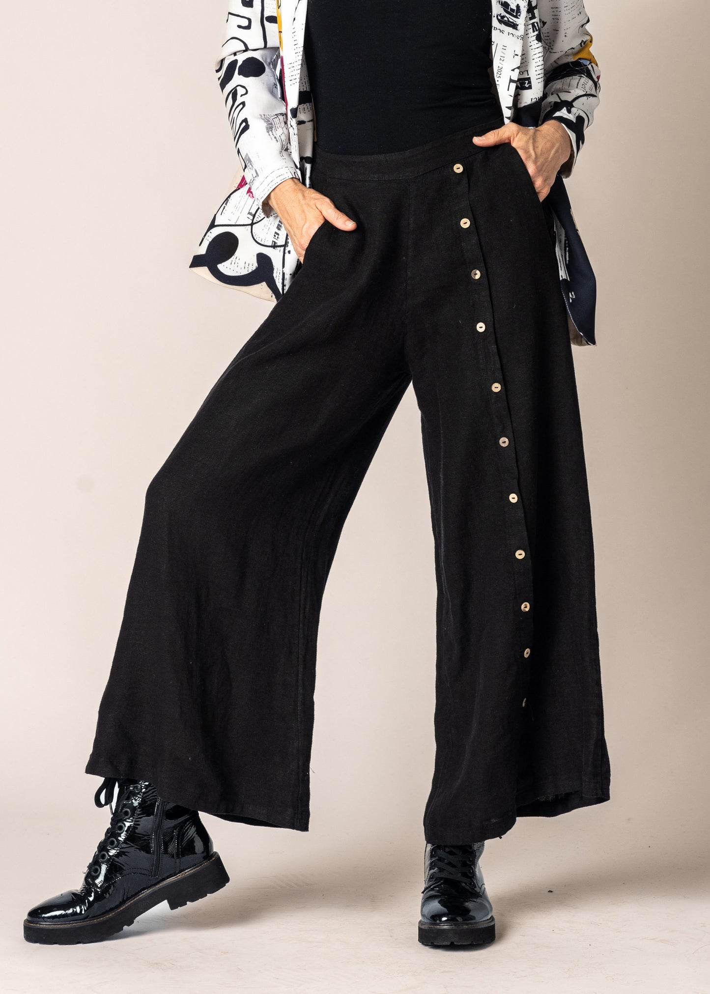 Clair Linen Pants in Onyx