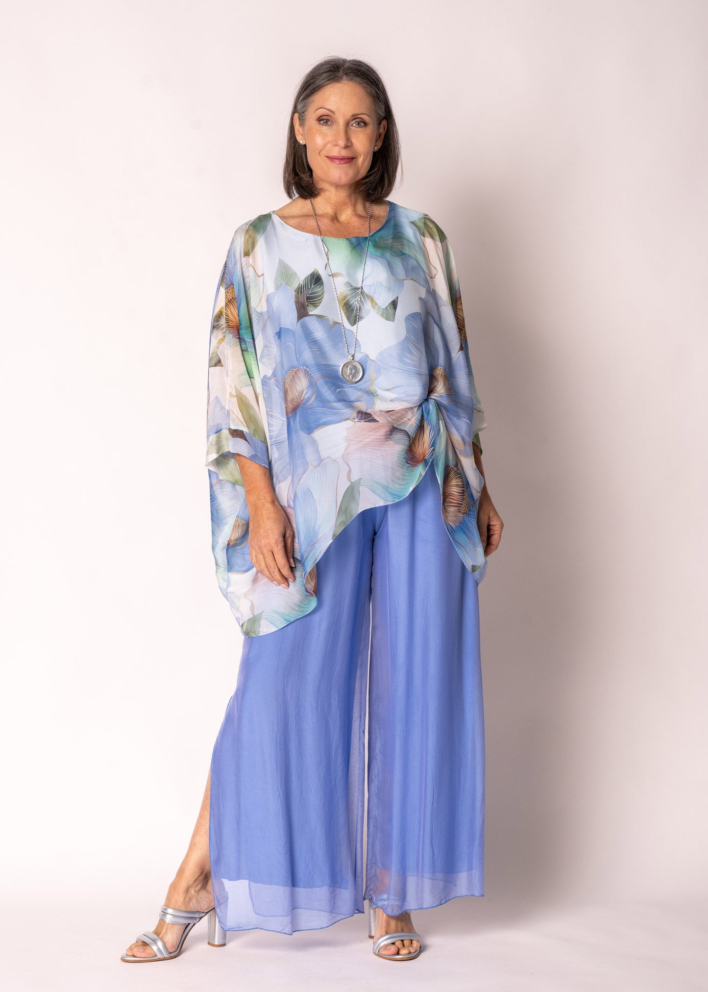Olivine Silk Top in Jeans Blue