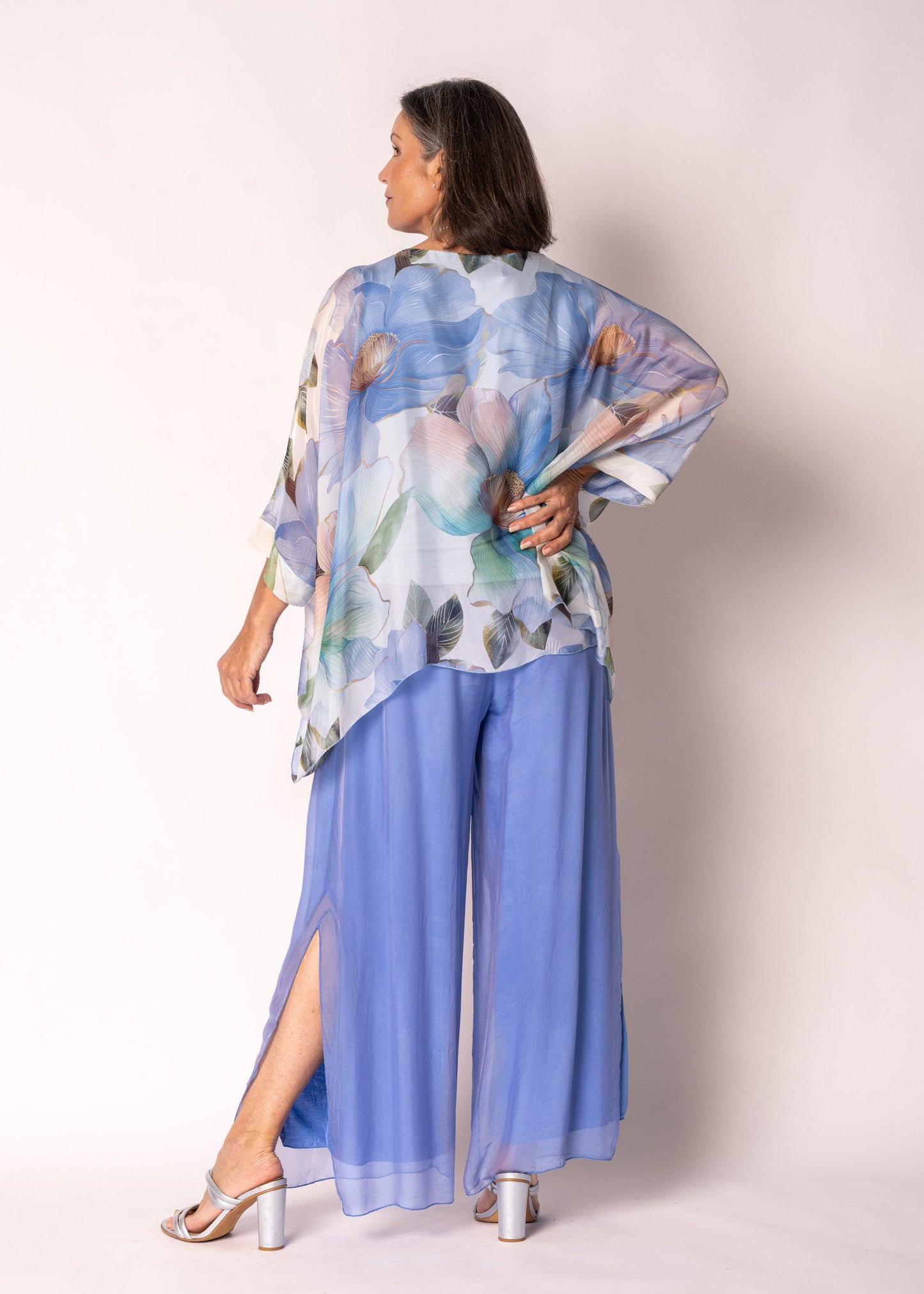Olivine Silk Top in Jeans Blue