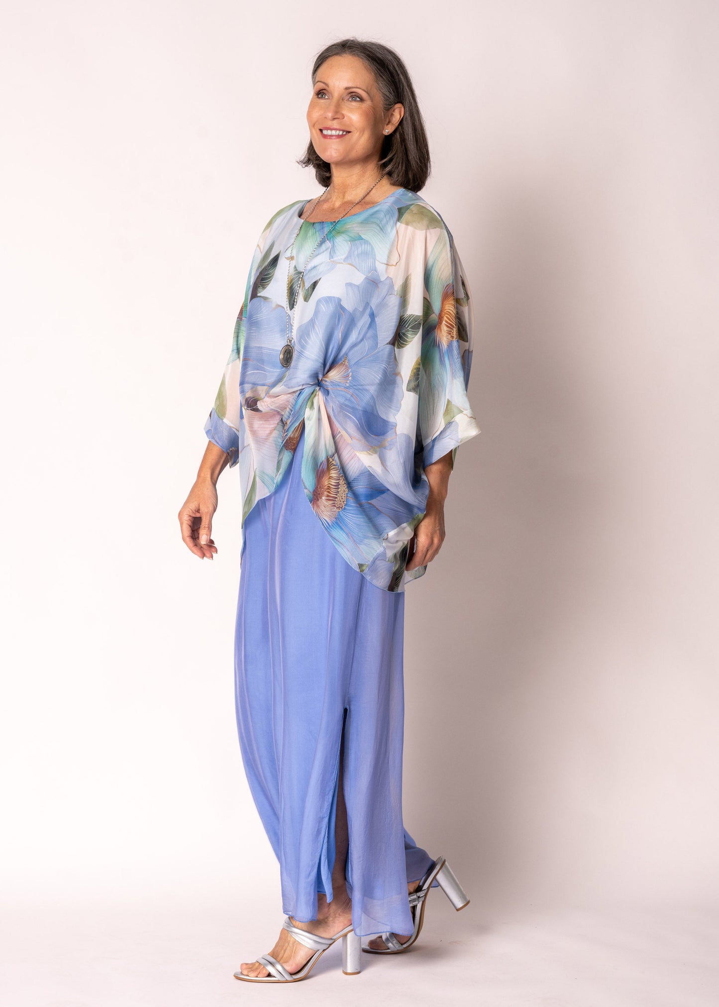 Olivine Silk Top in Jeans Blue
