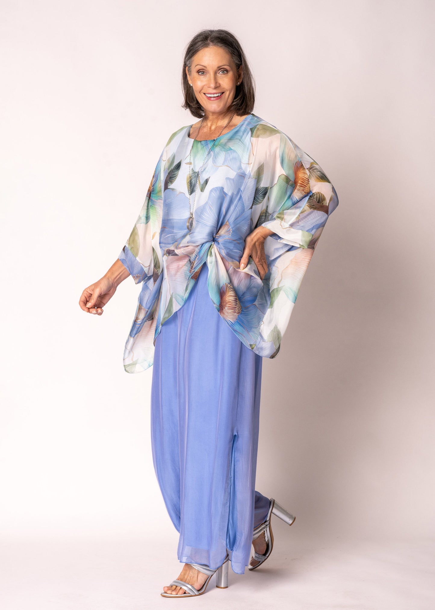 Olivine Silk Top in Jeans Blue