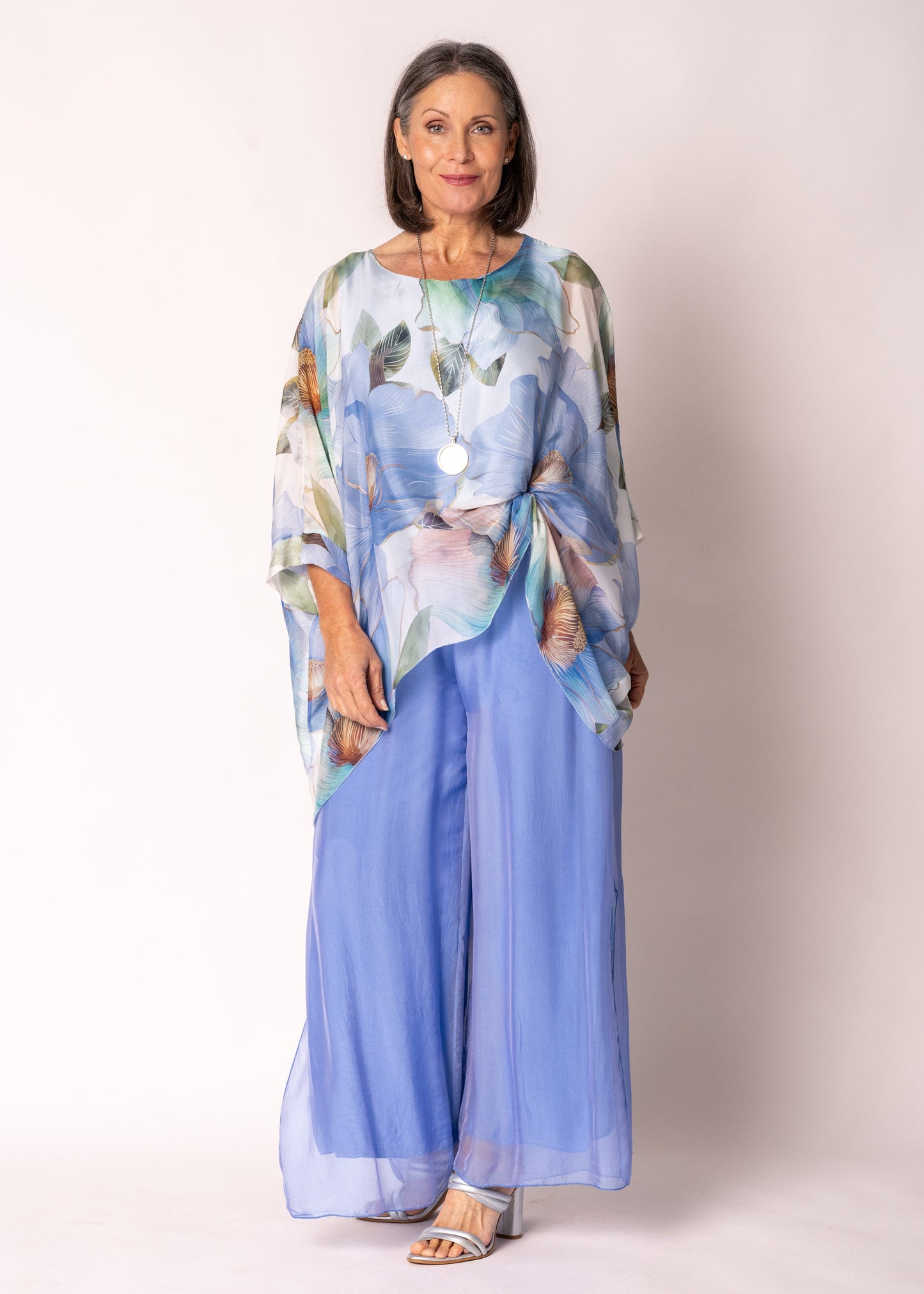 Olivine Silk Top in Jeans Blue