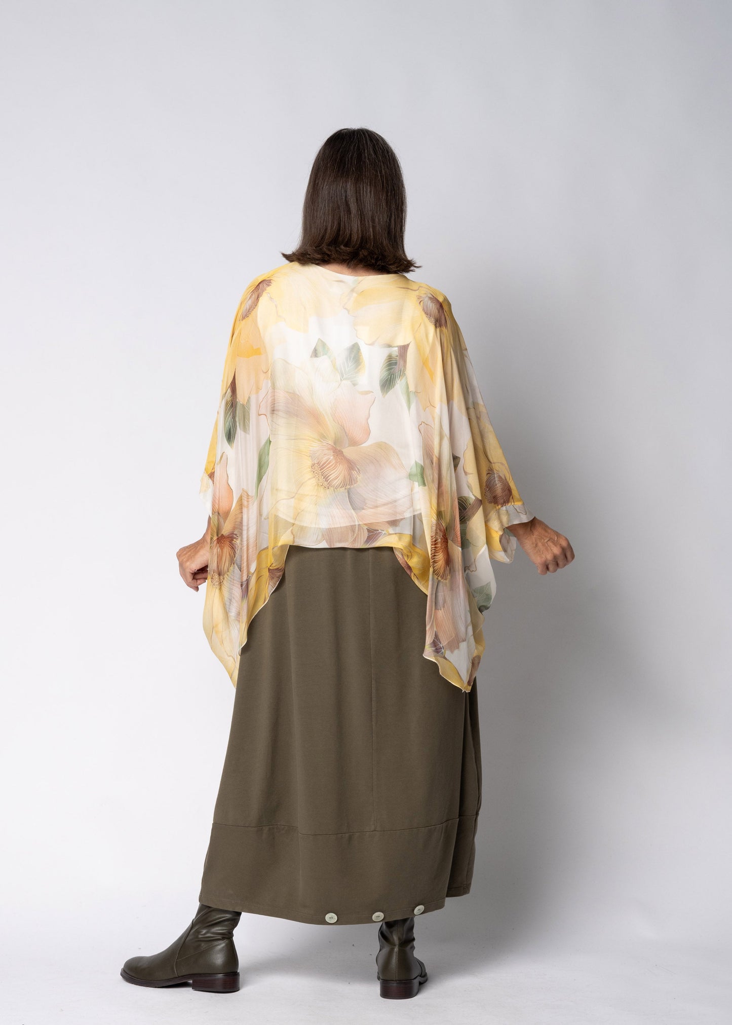Olivine Silk Top in Lucca Lemon