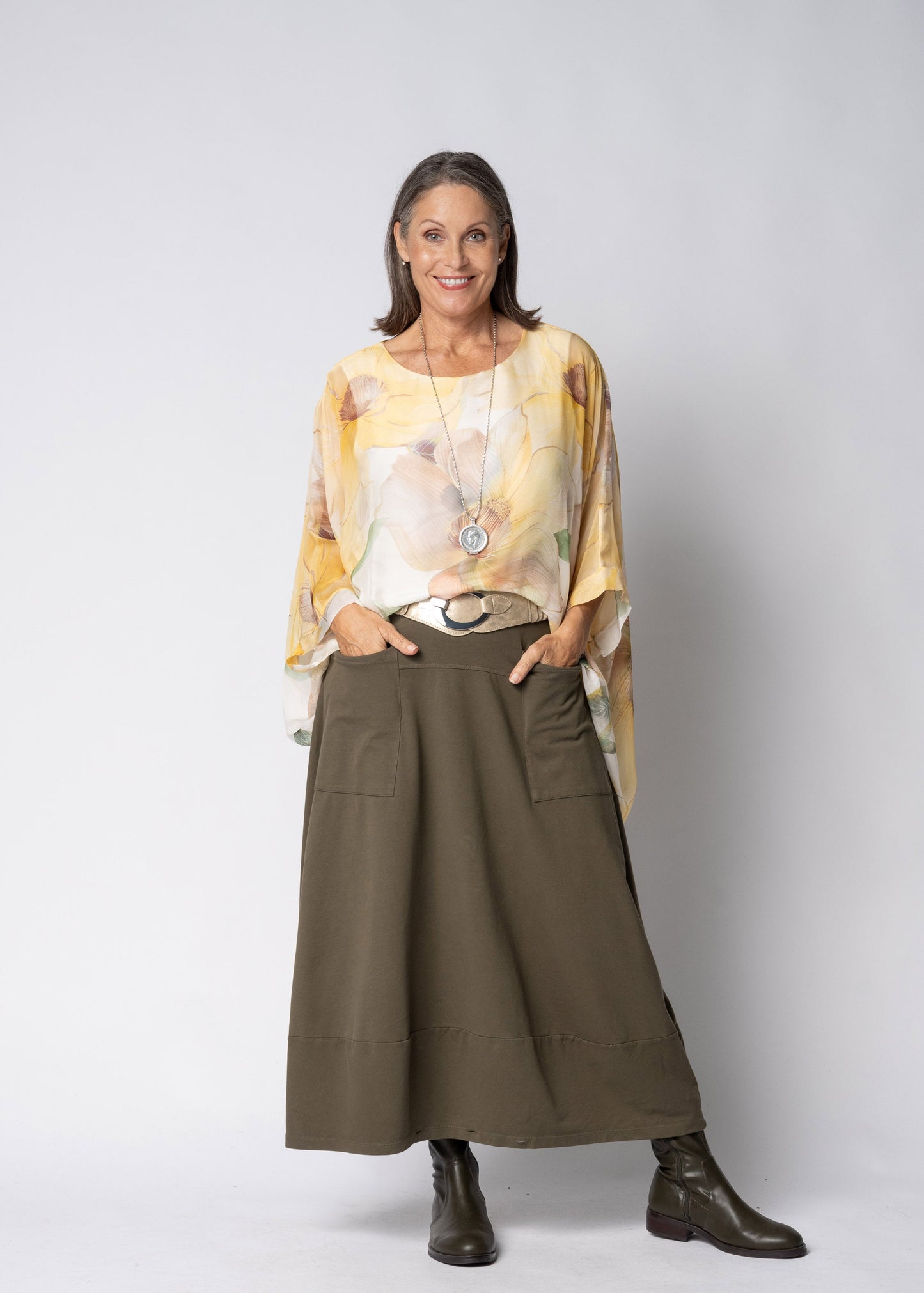 Olivine Silk Top in Lucca Lemon