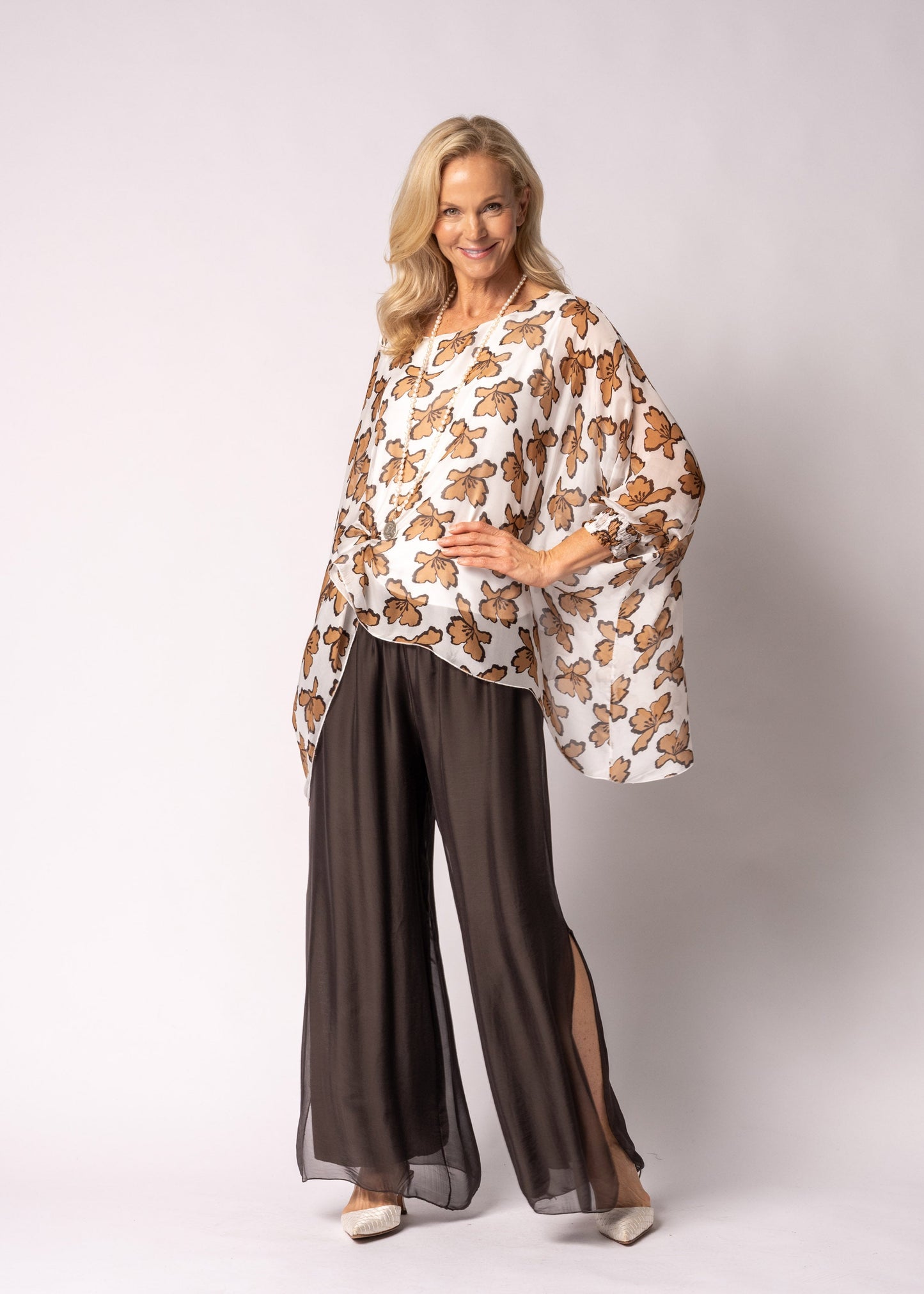 Saphira Silk Top in Sahara Sand