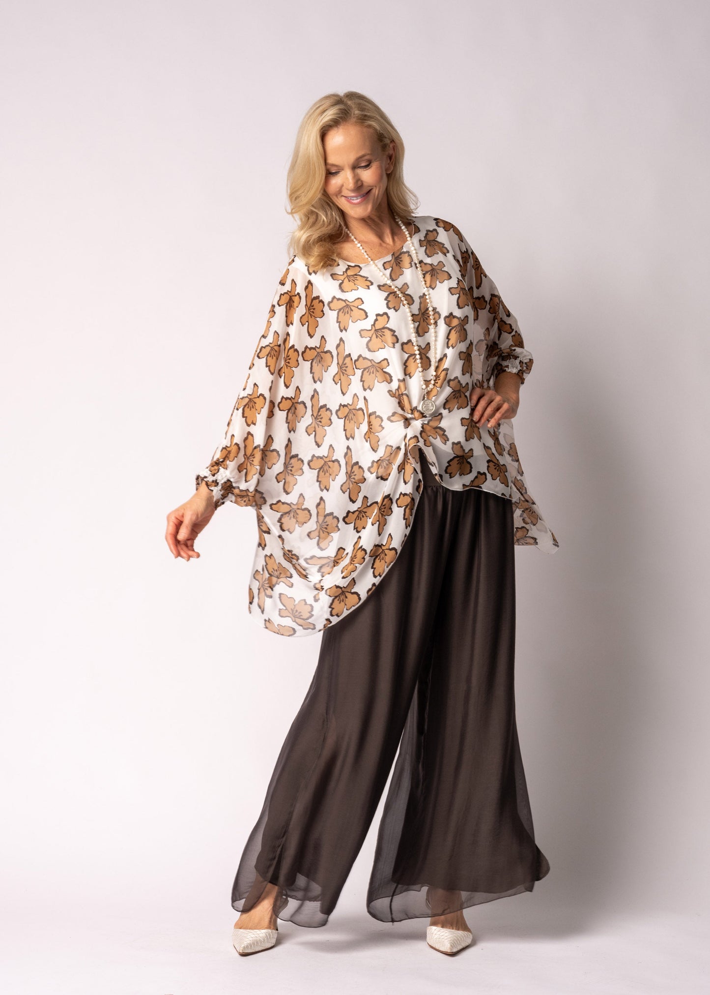 Saphira Silk Top in Sahara Sand