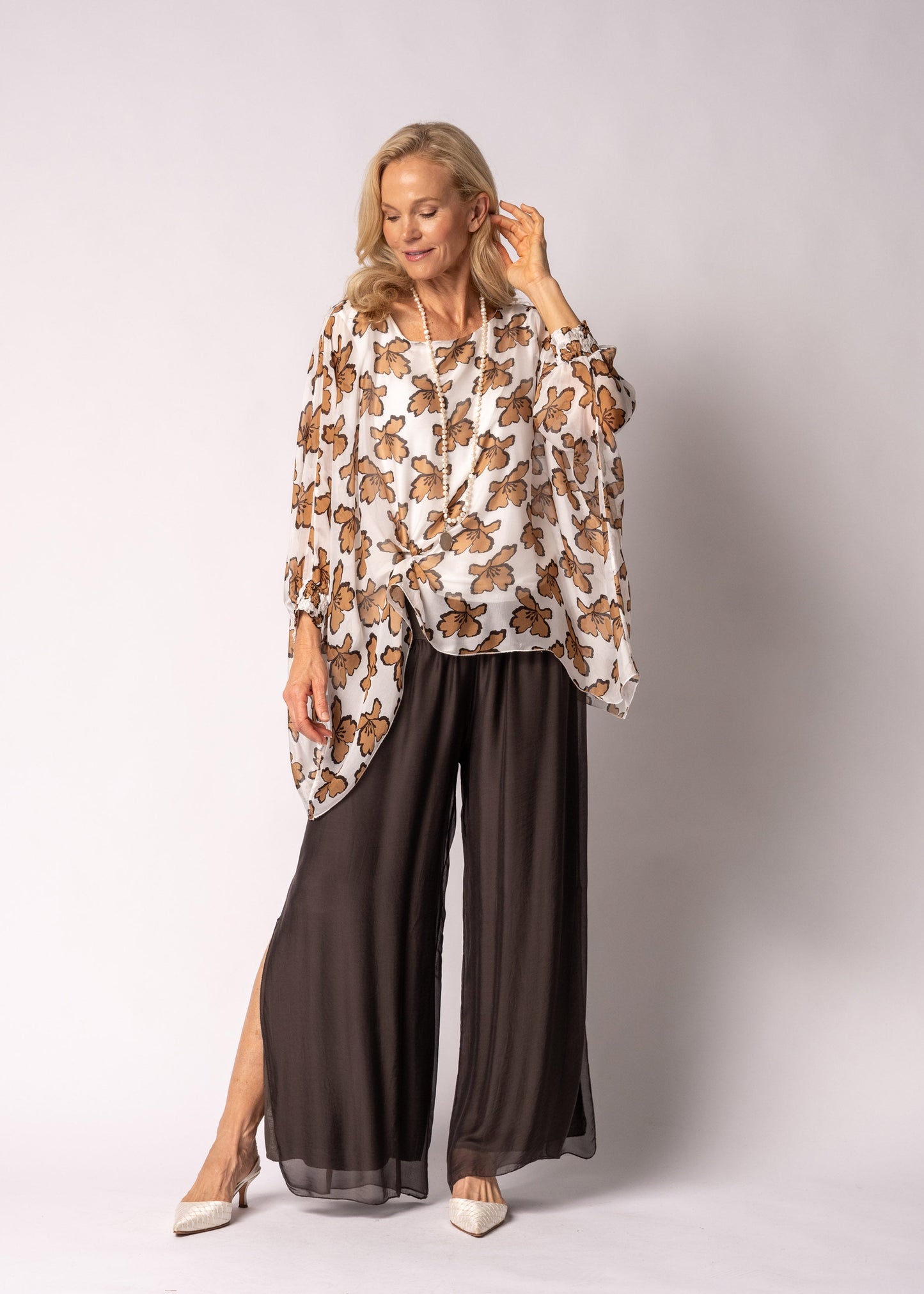 Saphira Silk Top in Sahara Sand