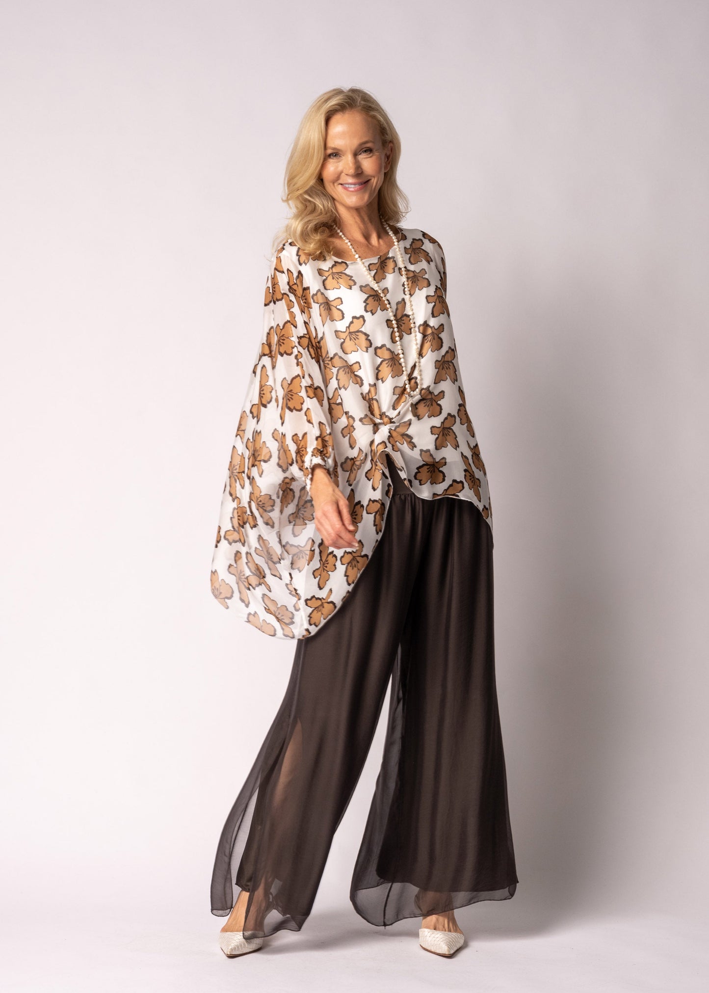 Saphira Silk Top in Sahara Sand