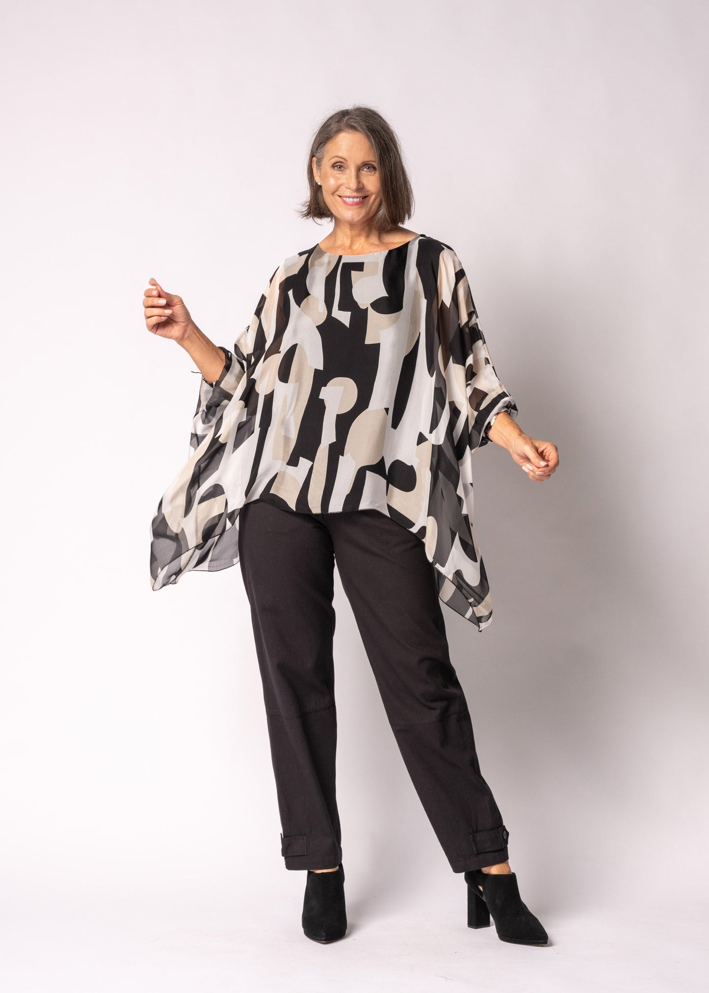 Saphira Silk Top in Onyx