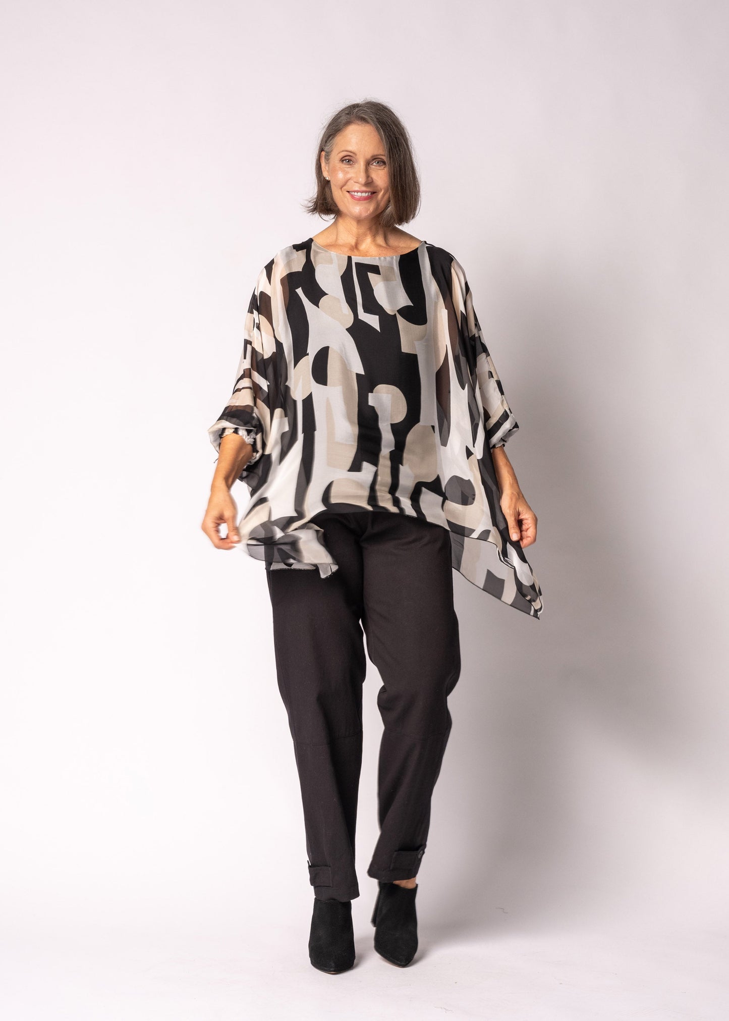 Saphira Silk Top in Onyx