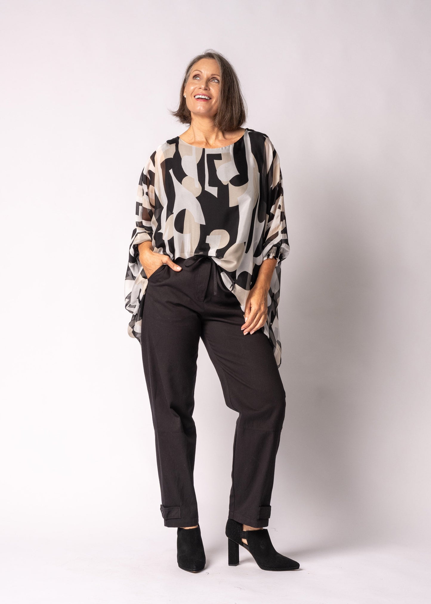 Saphira Silk Top in Onyx