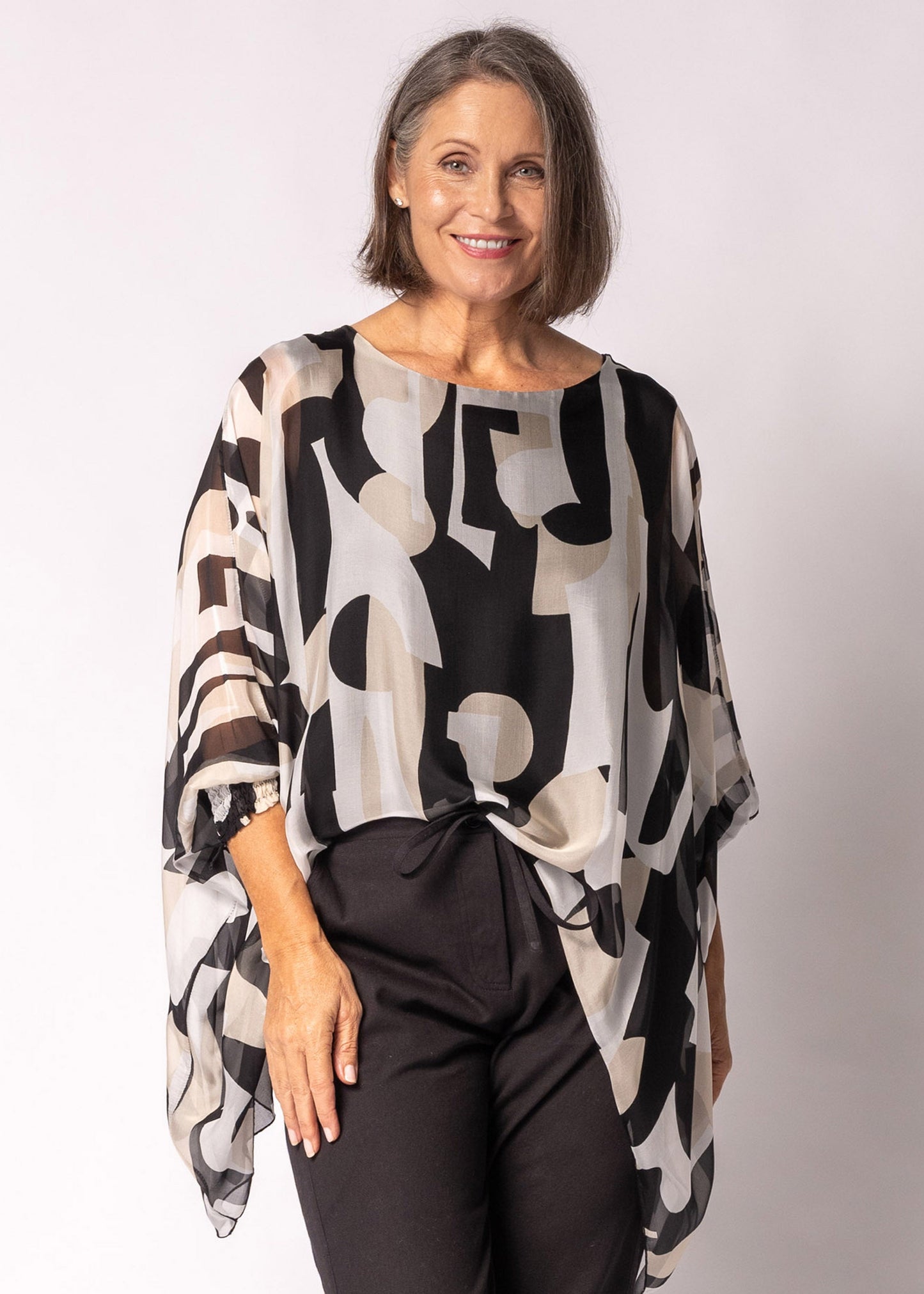 Saphira Silk Top in Onyx