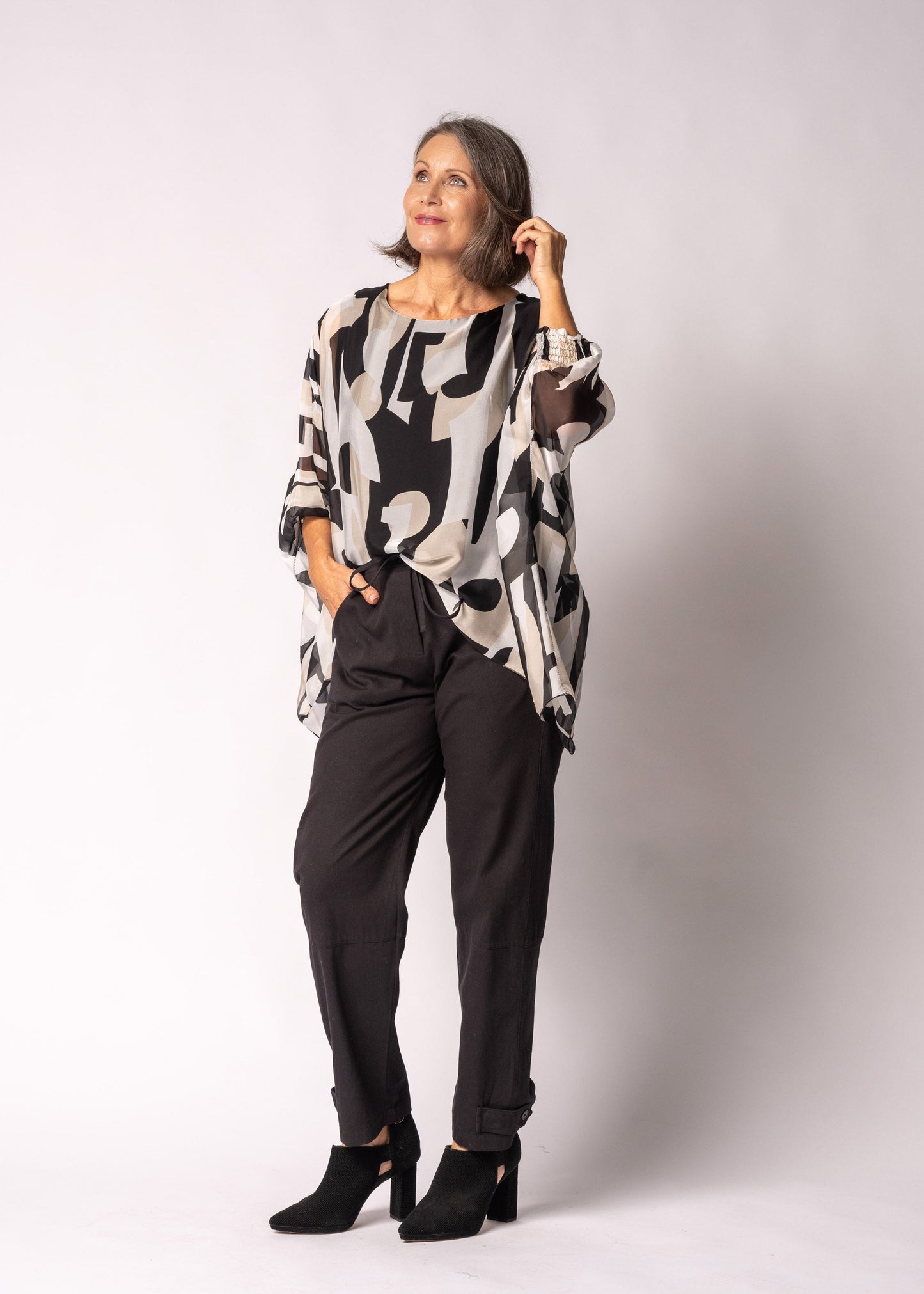 Saphira Silk Top in Onyx