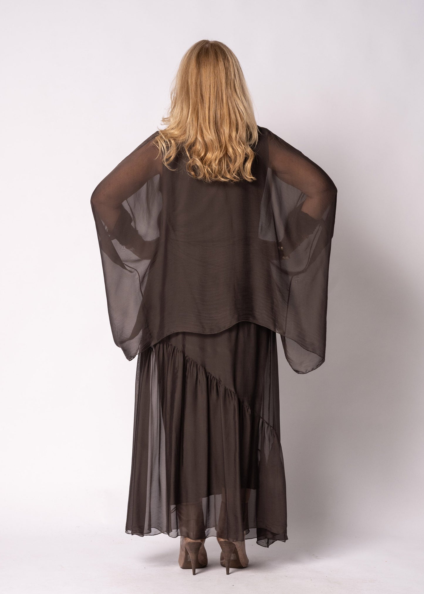 Adelise Silk Skirt in Chocolate Truffle