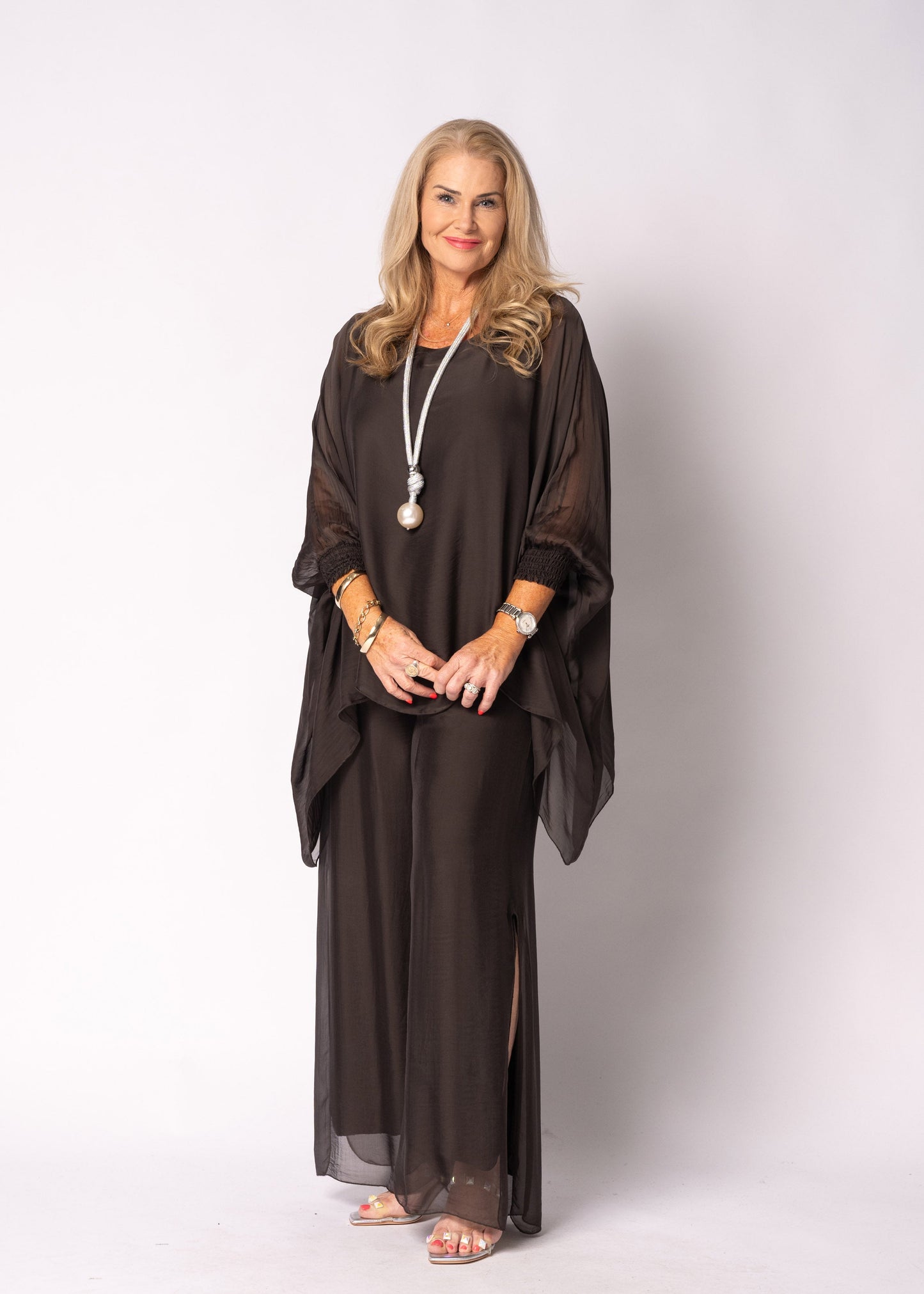 Gia Silk Pants in Chocolate Truffle