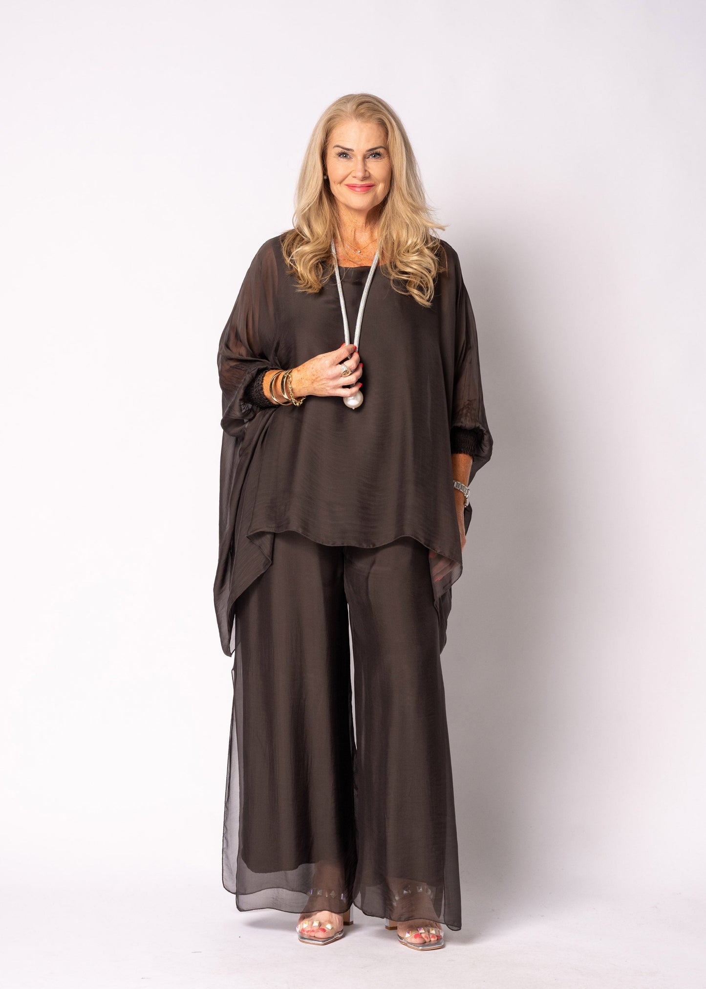 Gia Silk Pants in Chocolate Truffle