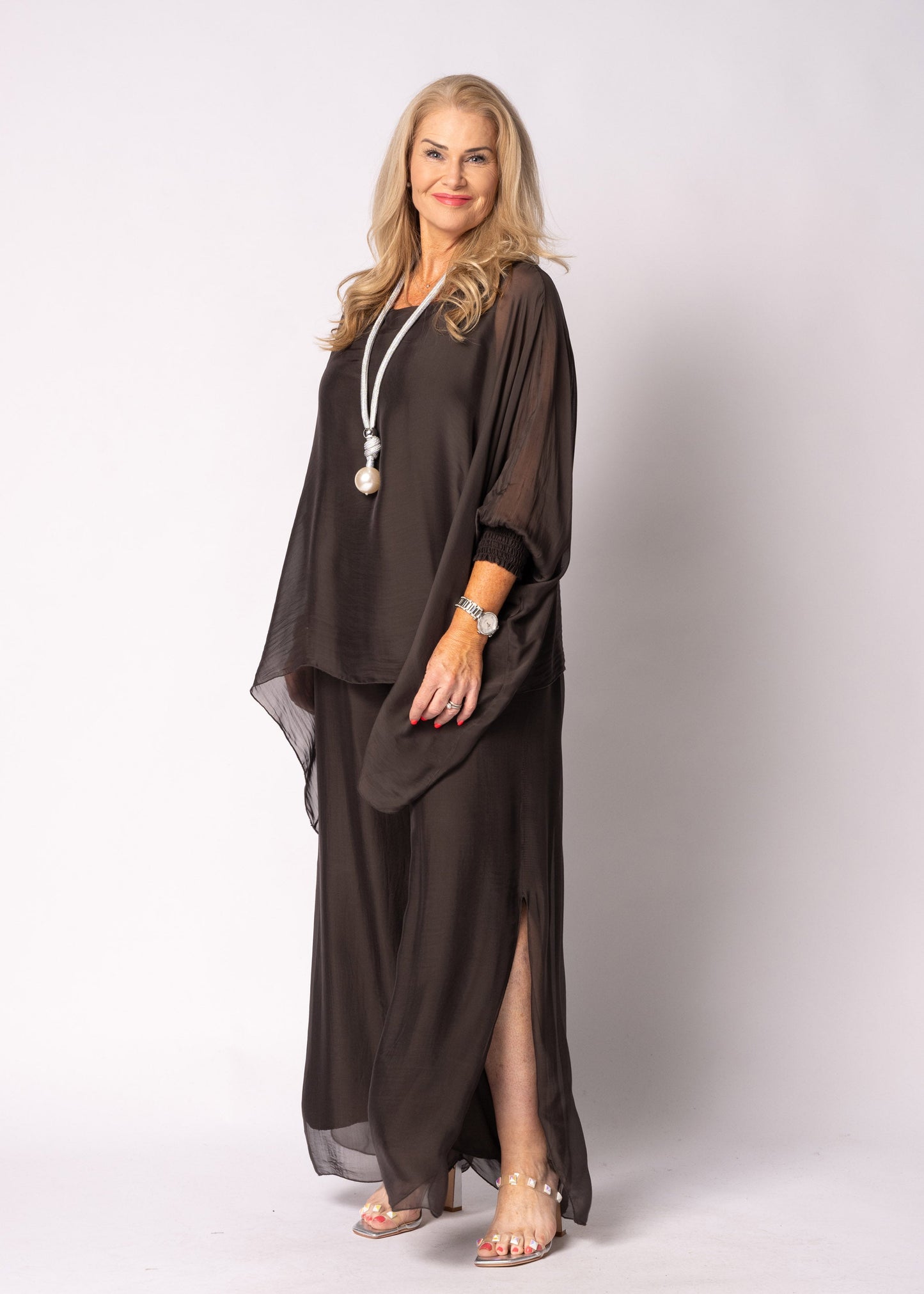Gia Silk Pants in Chocolate Truffle