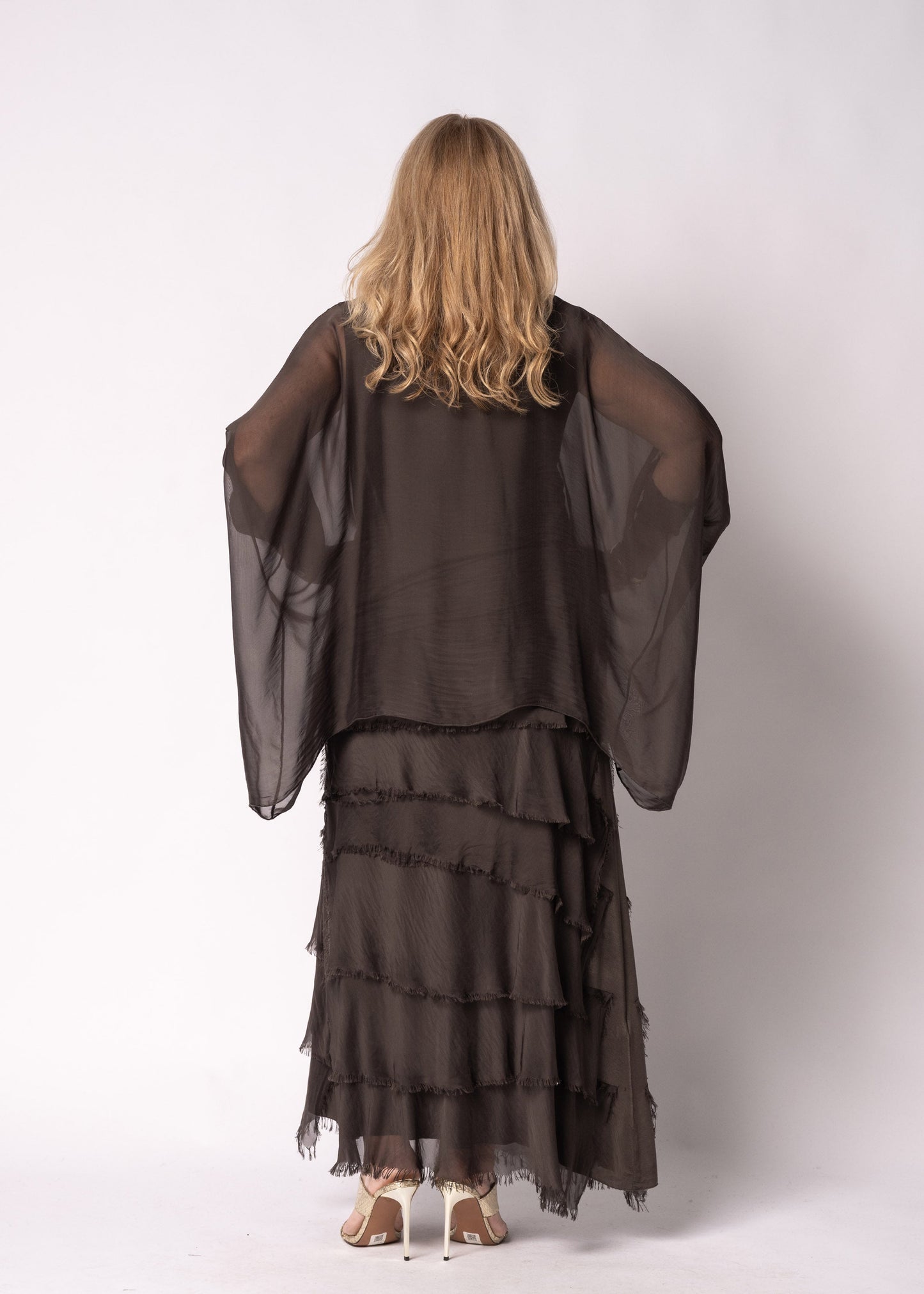 Fifi Silk Skirt in Chocolate Truffle