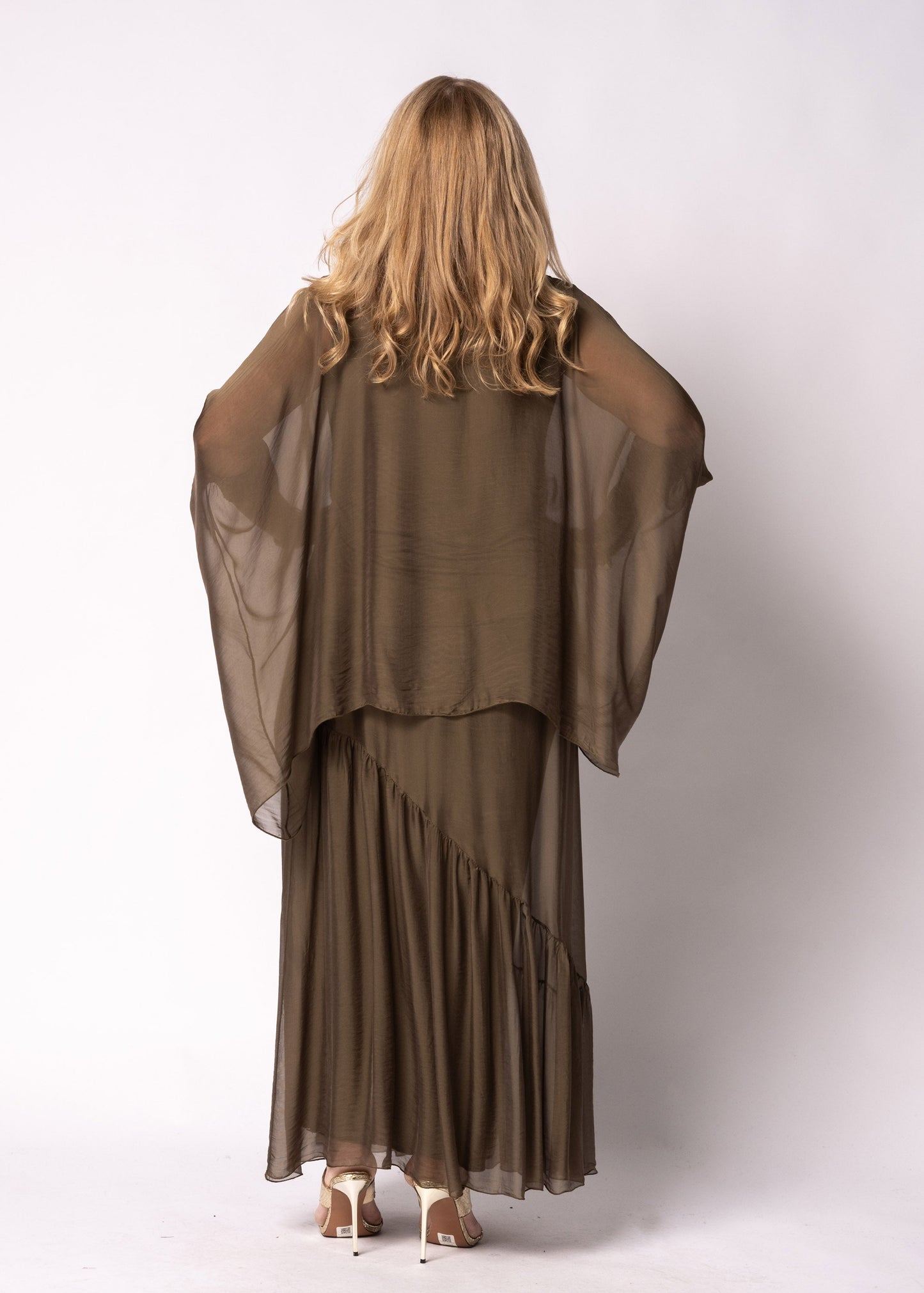 Adelise Silk Skirt in Moss Green