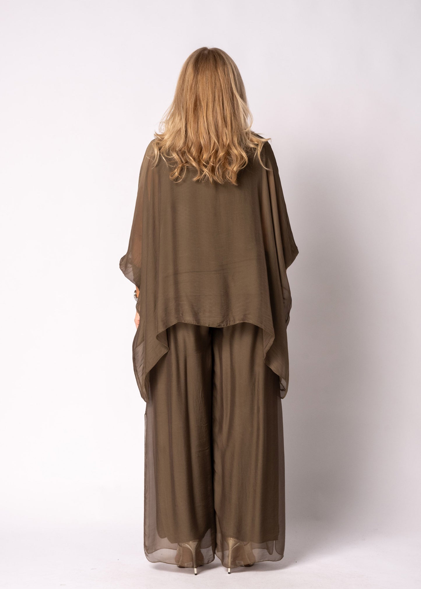 Gia Silk Pants in Moss Green