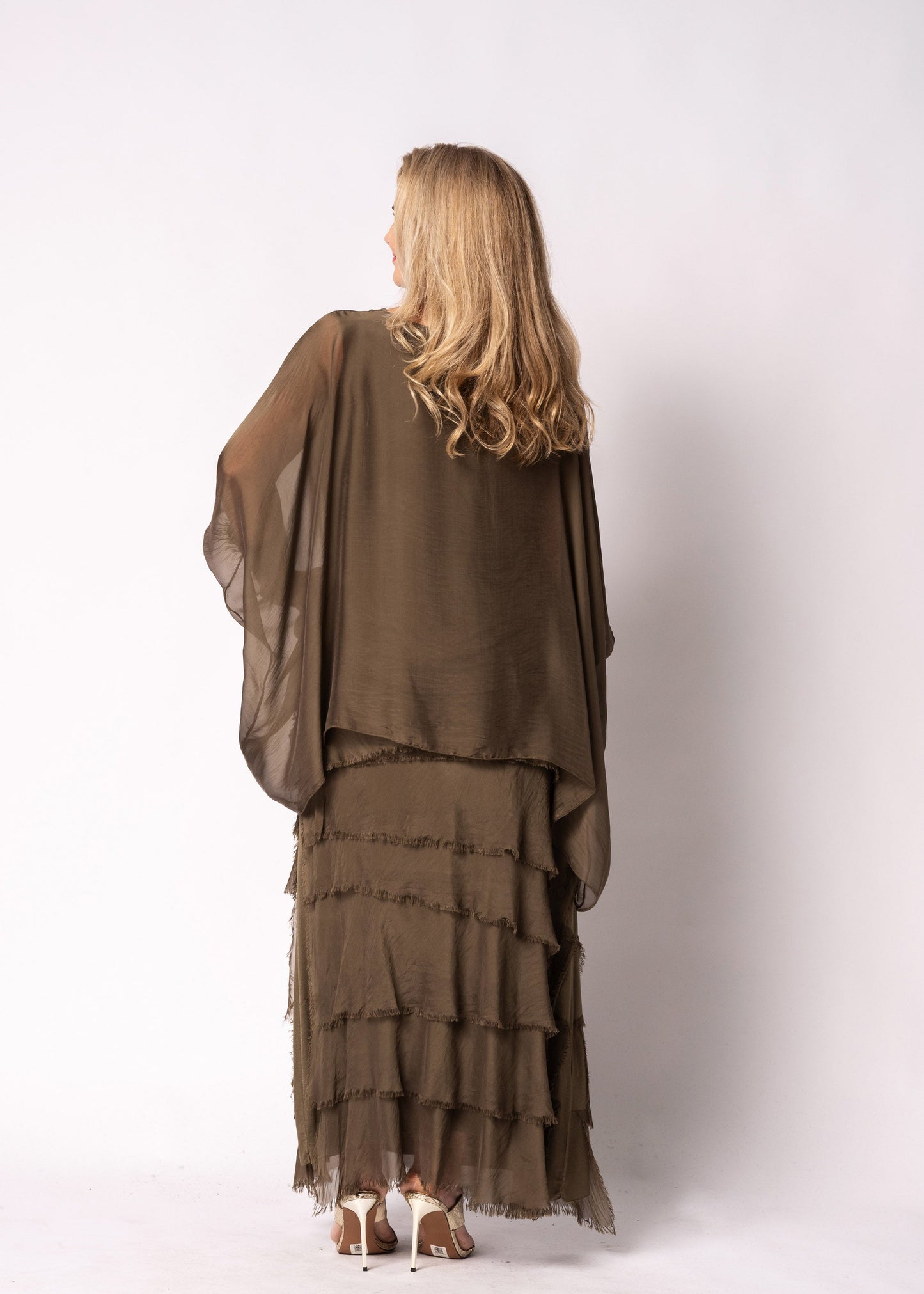 Fifi Silk Skirt in Moss Green