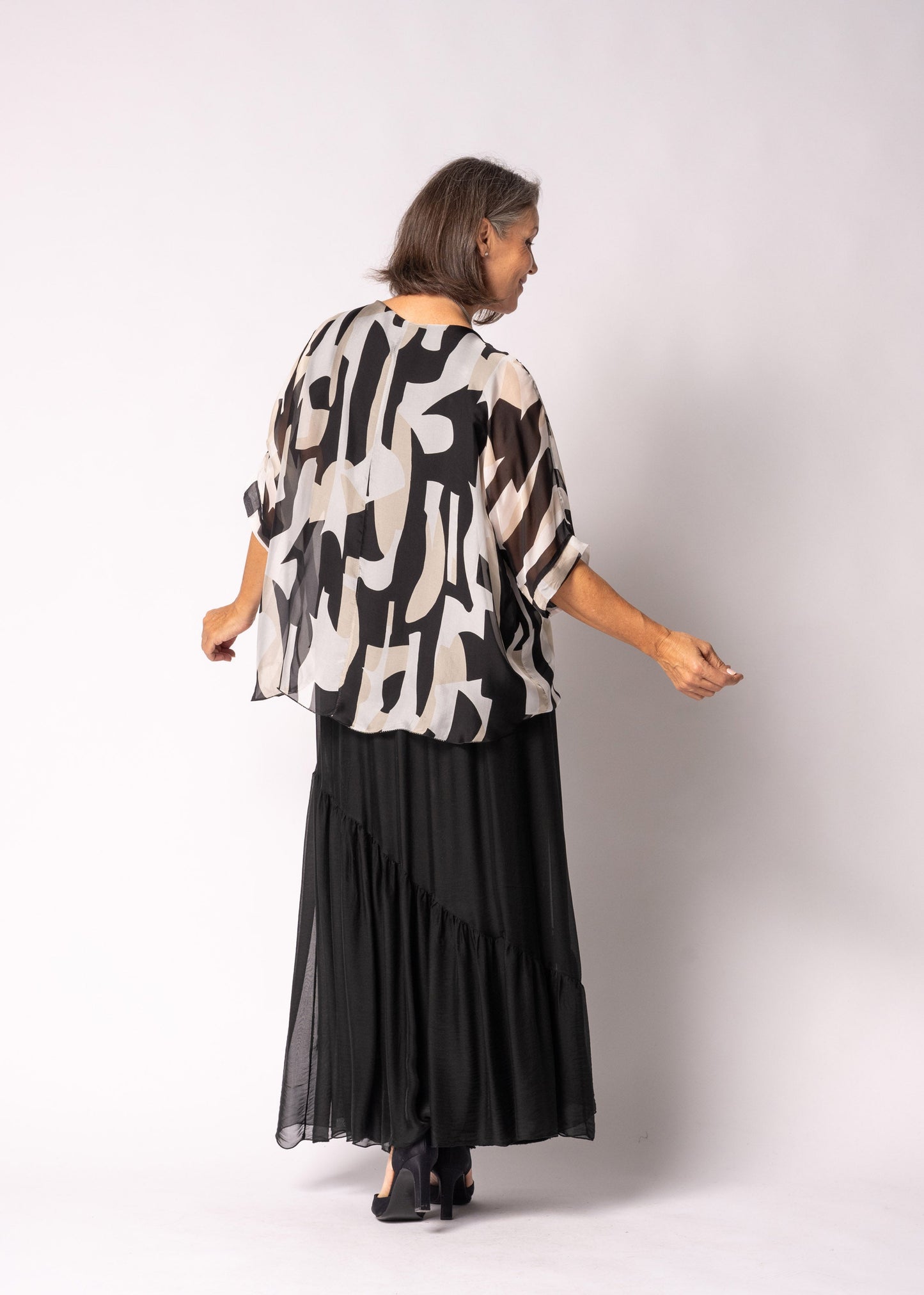 Saphira Silk Top in Onyx