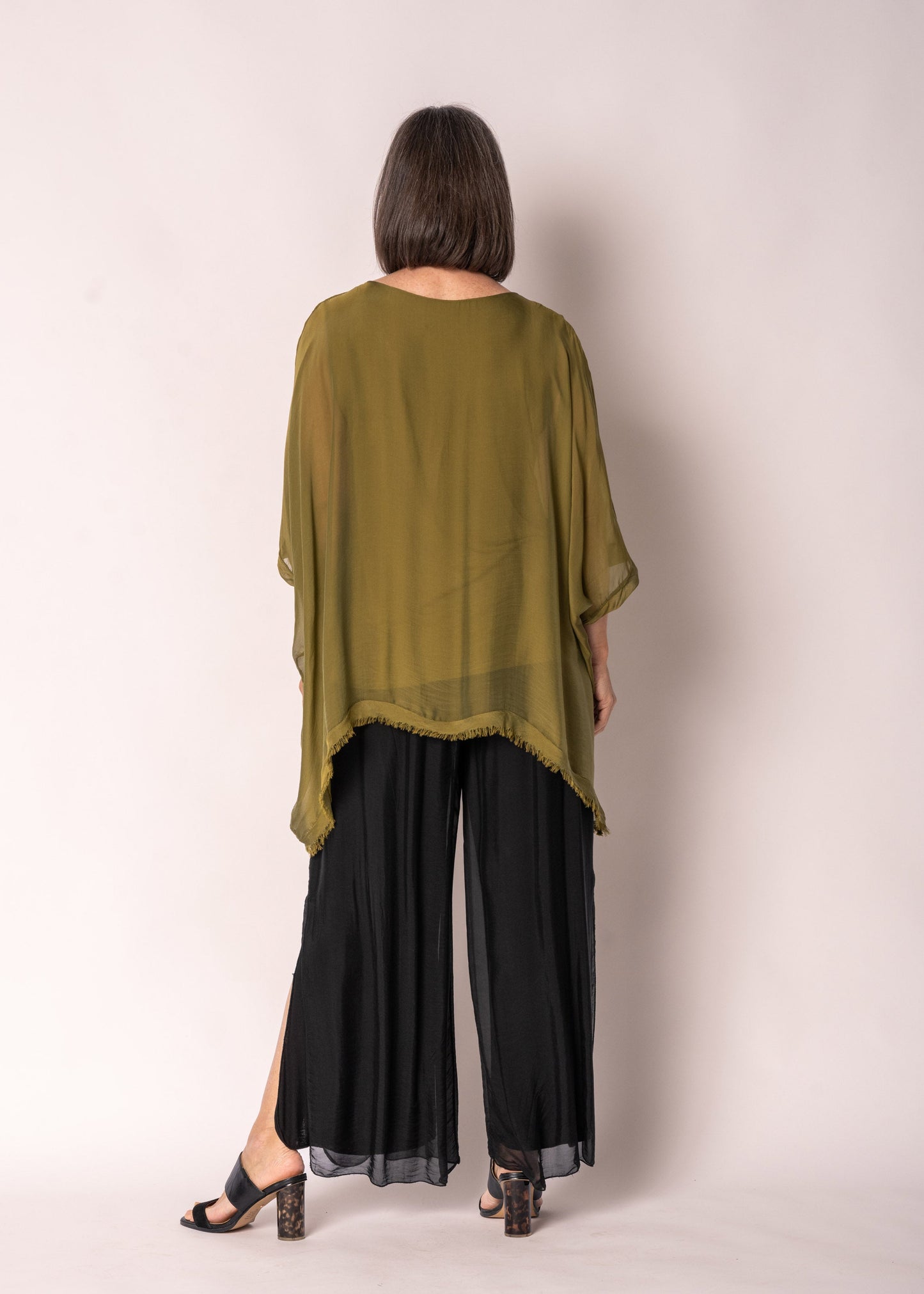 Emiliana Silk Top in Green Olive