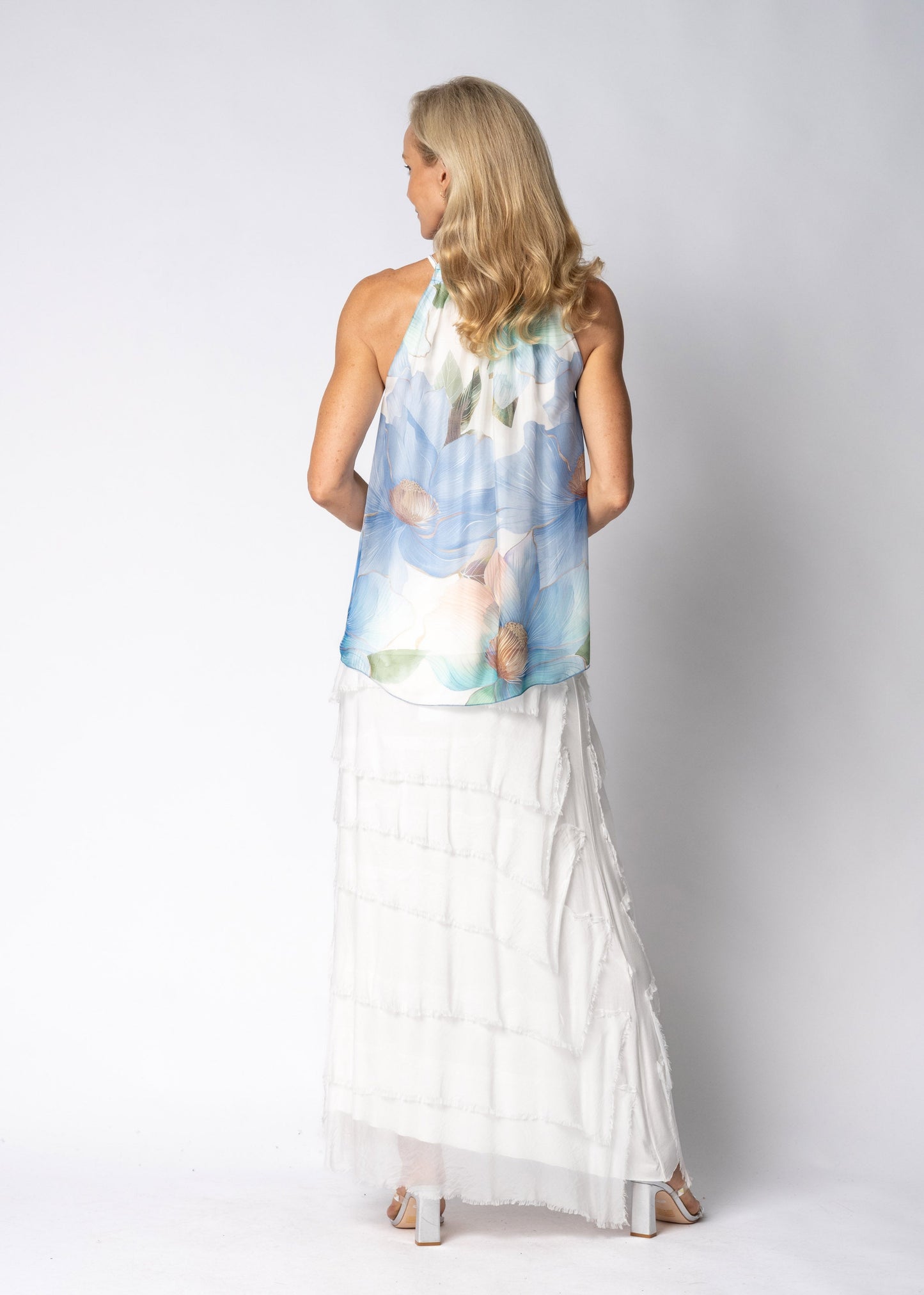 Aderra Silk Top in Jeans Blue