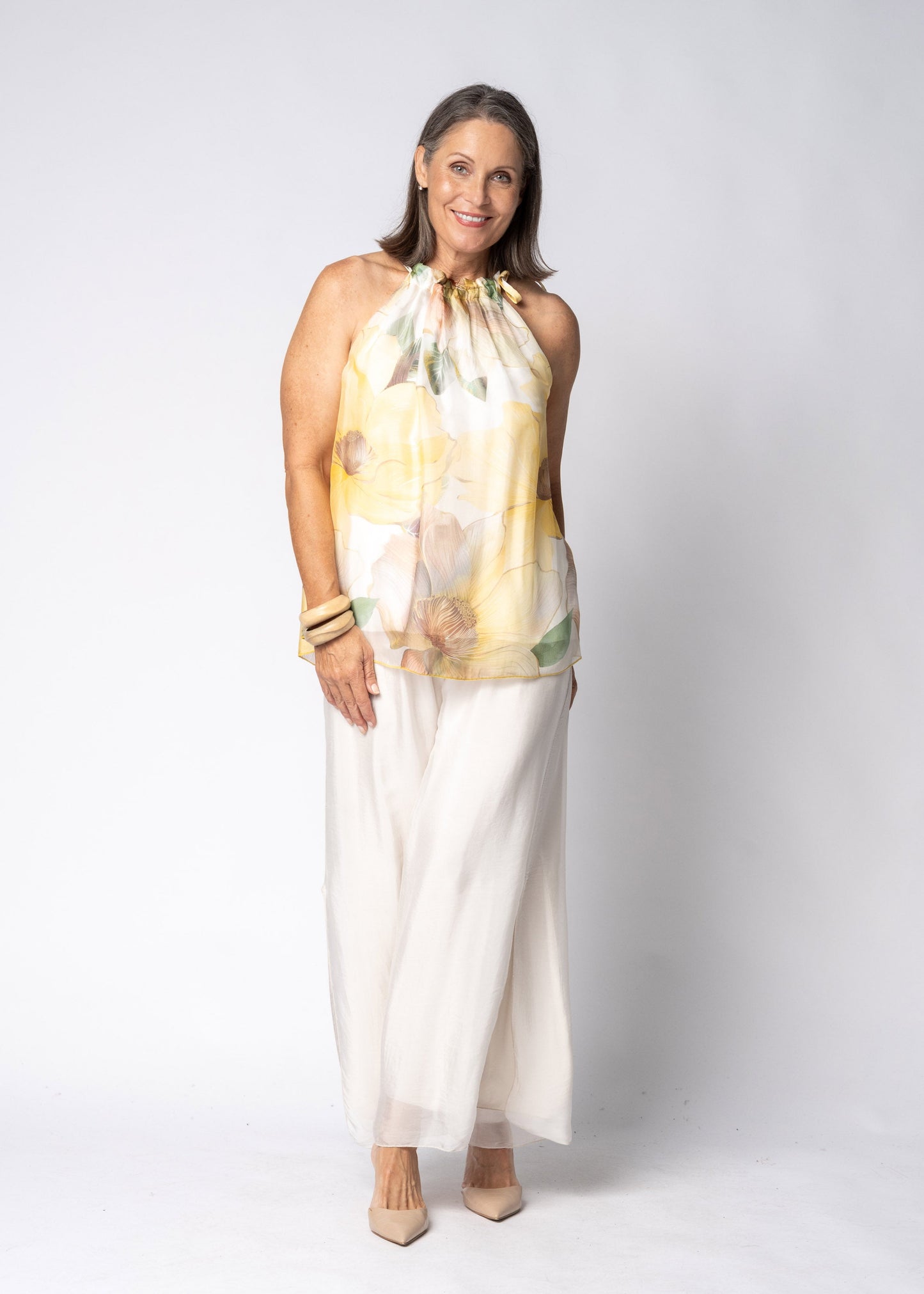 Aderra Silk Top in Lucca Lemon