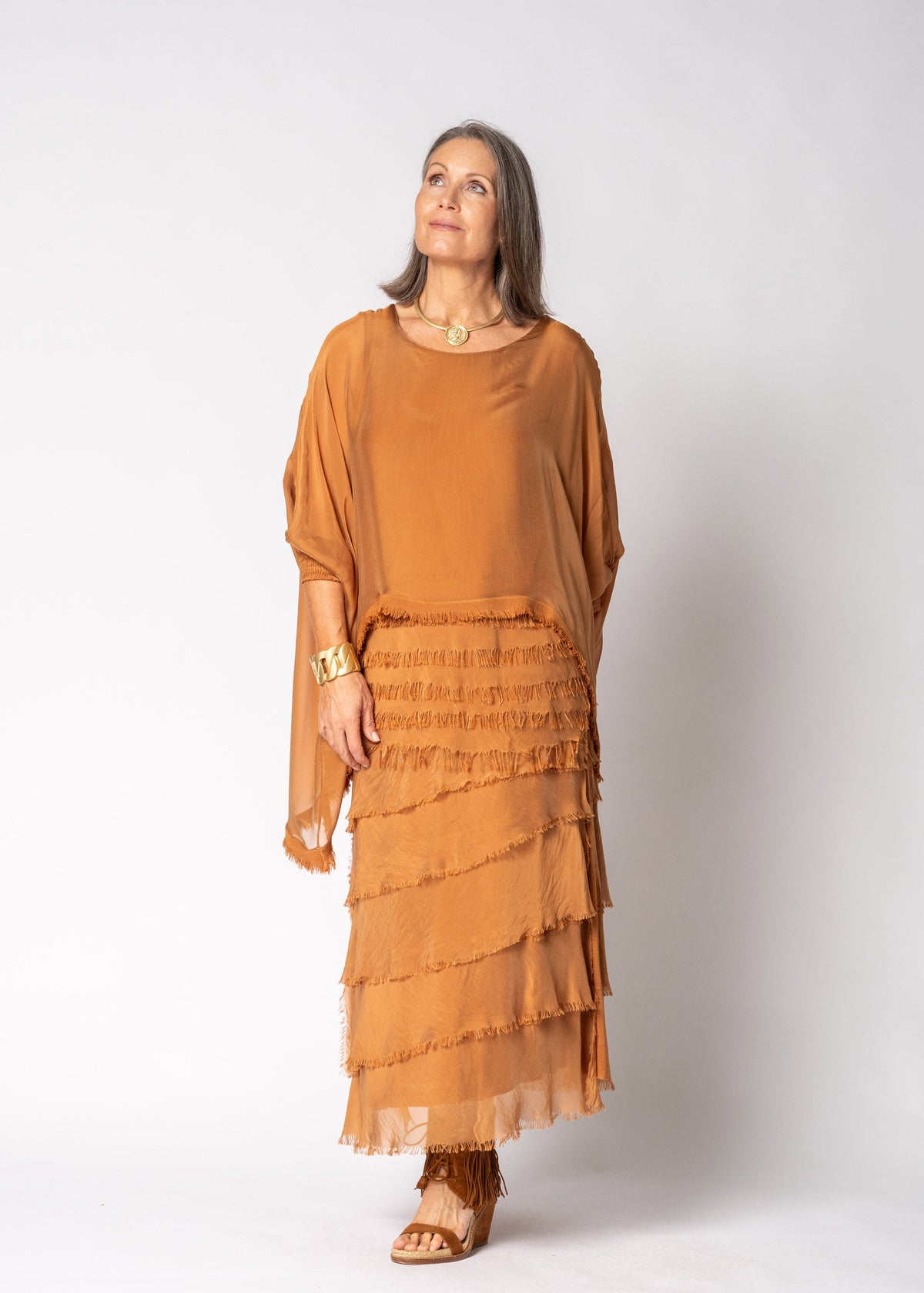 Amulet Silk Top in Burnt Toffee
