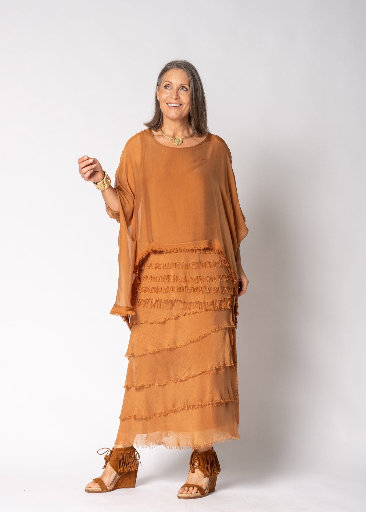Fifi Silk Skirt in Burnt Toffee