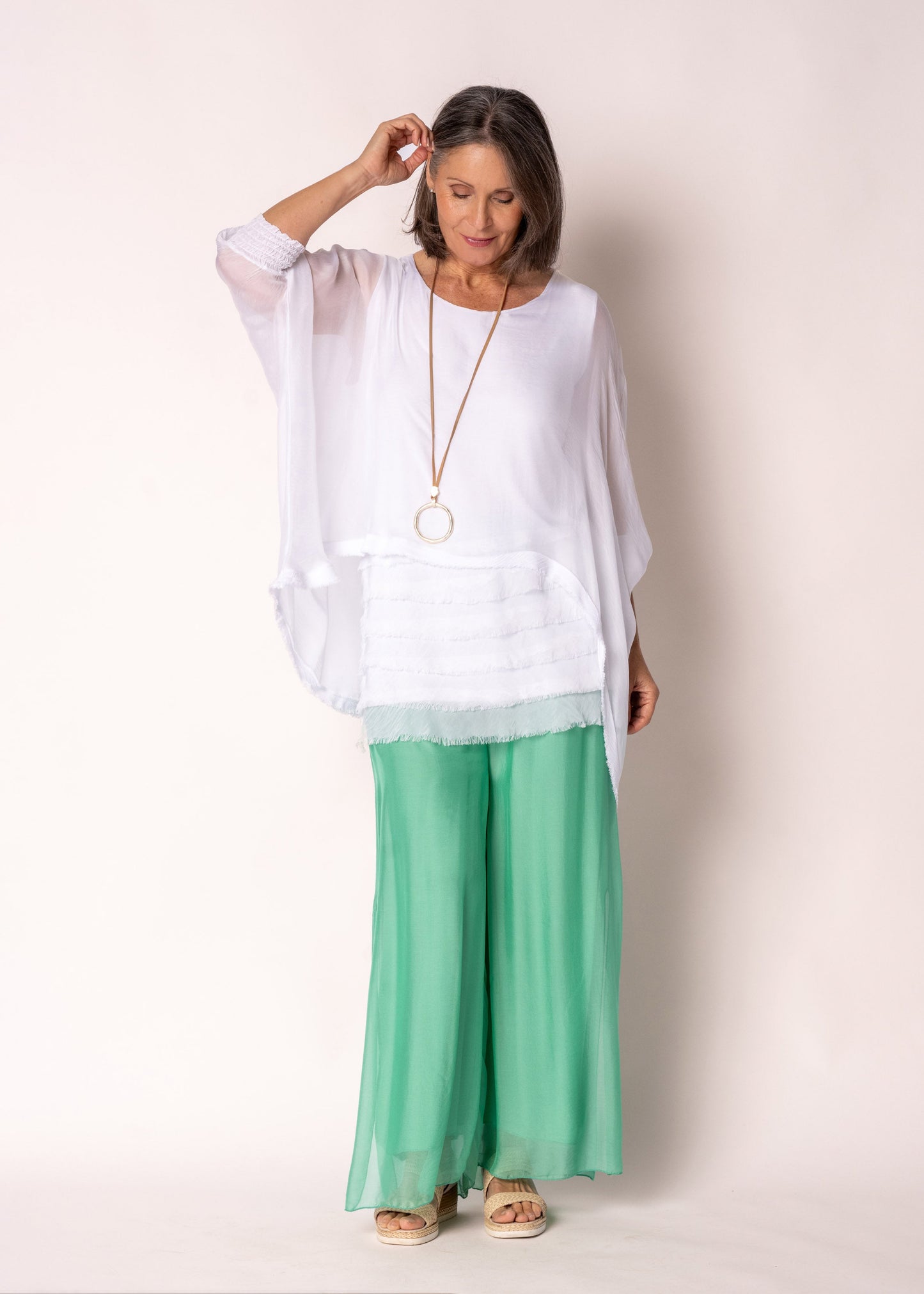 Amulet Silk Top in White