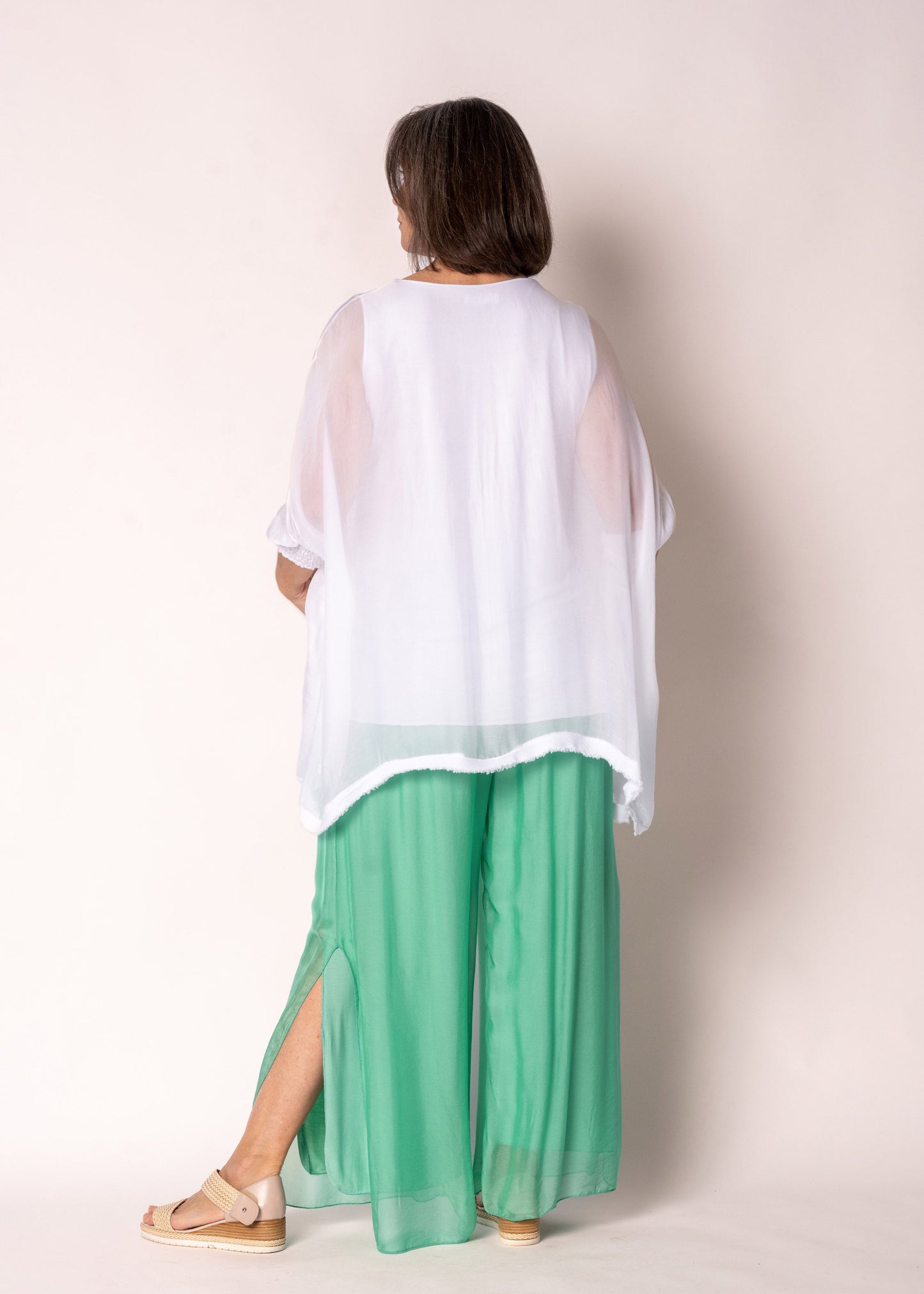 Gia Silk Pants in Capri Green