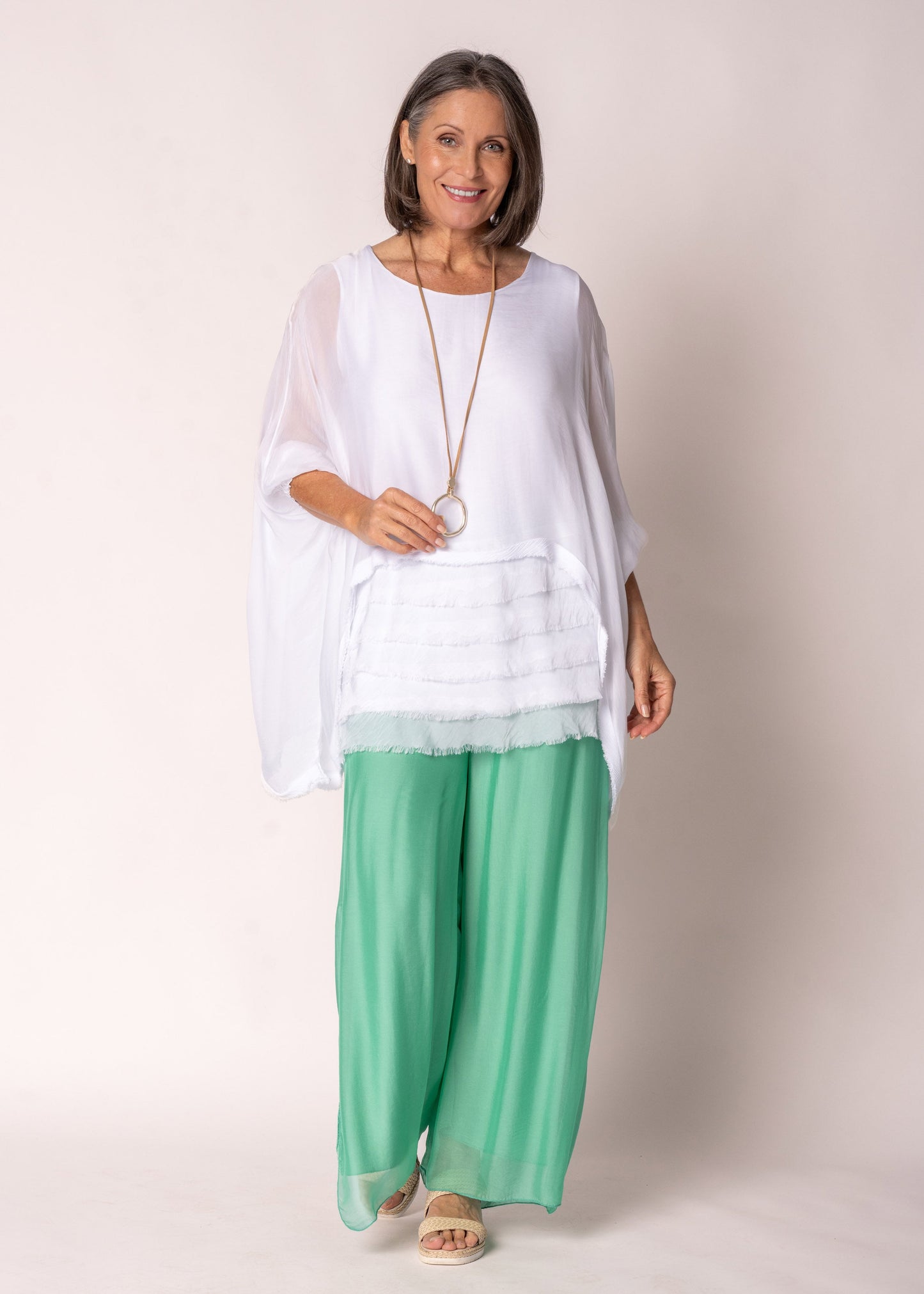 Amulet Silk Top in White