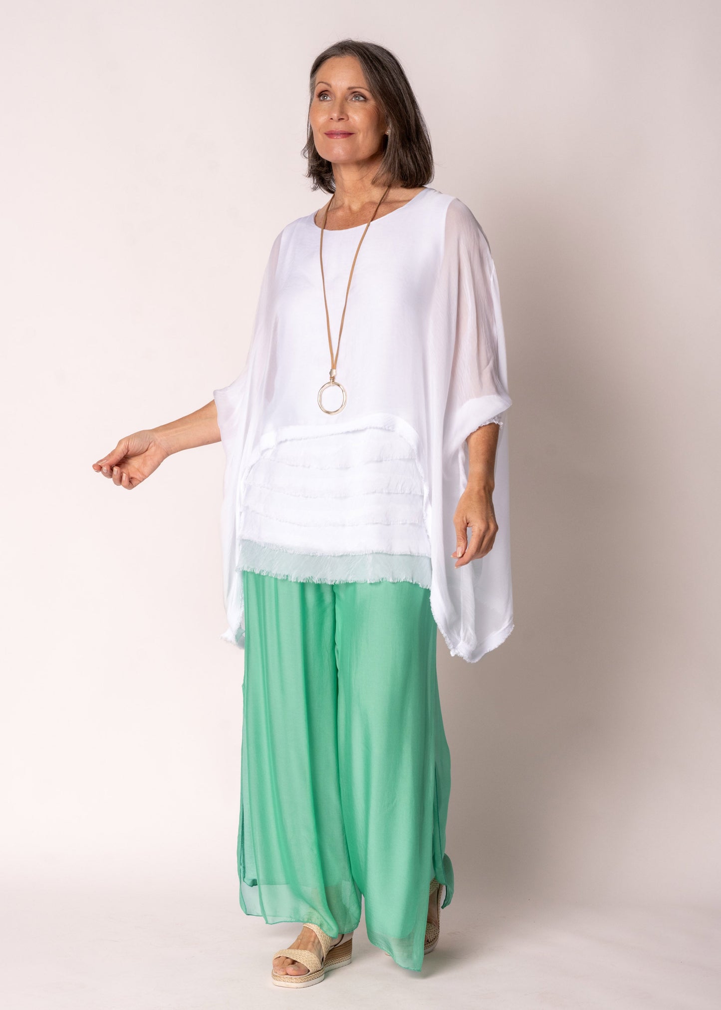 Amulet Silk Top in White